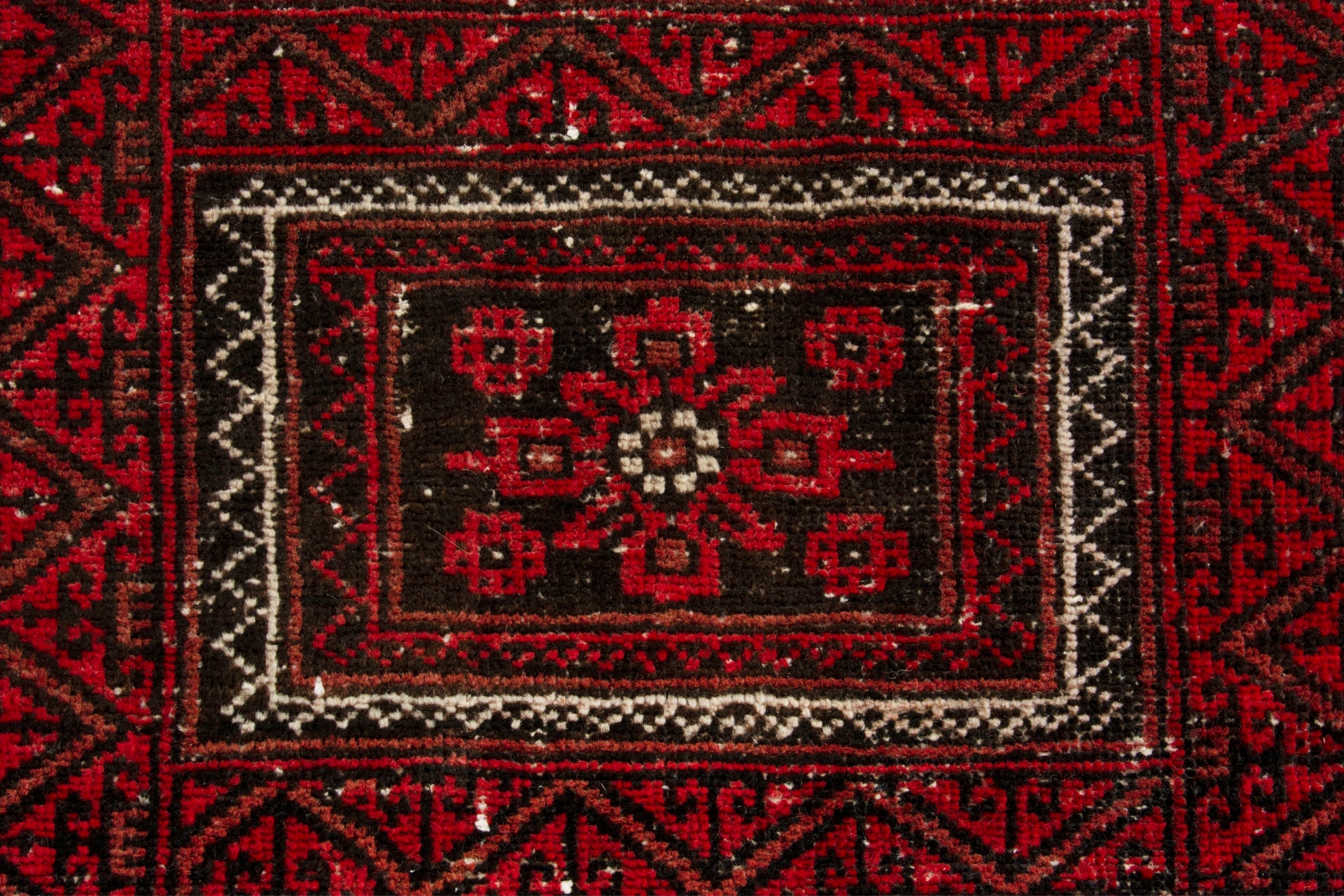 Persian Baluch accent rug in deep red and burgundy, view 12 of 17