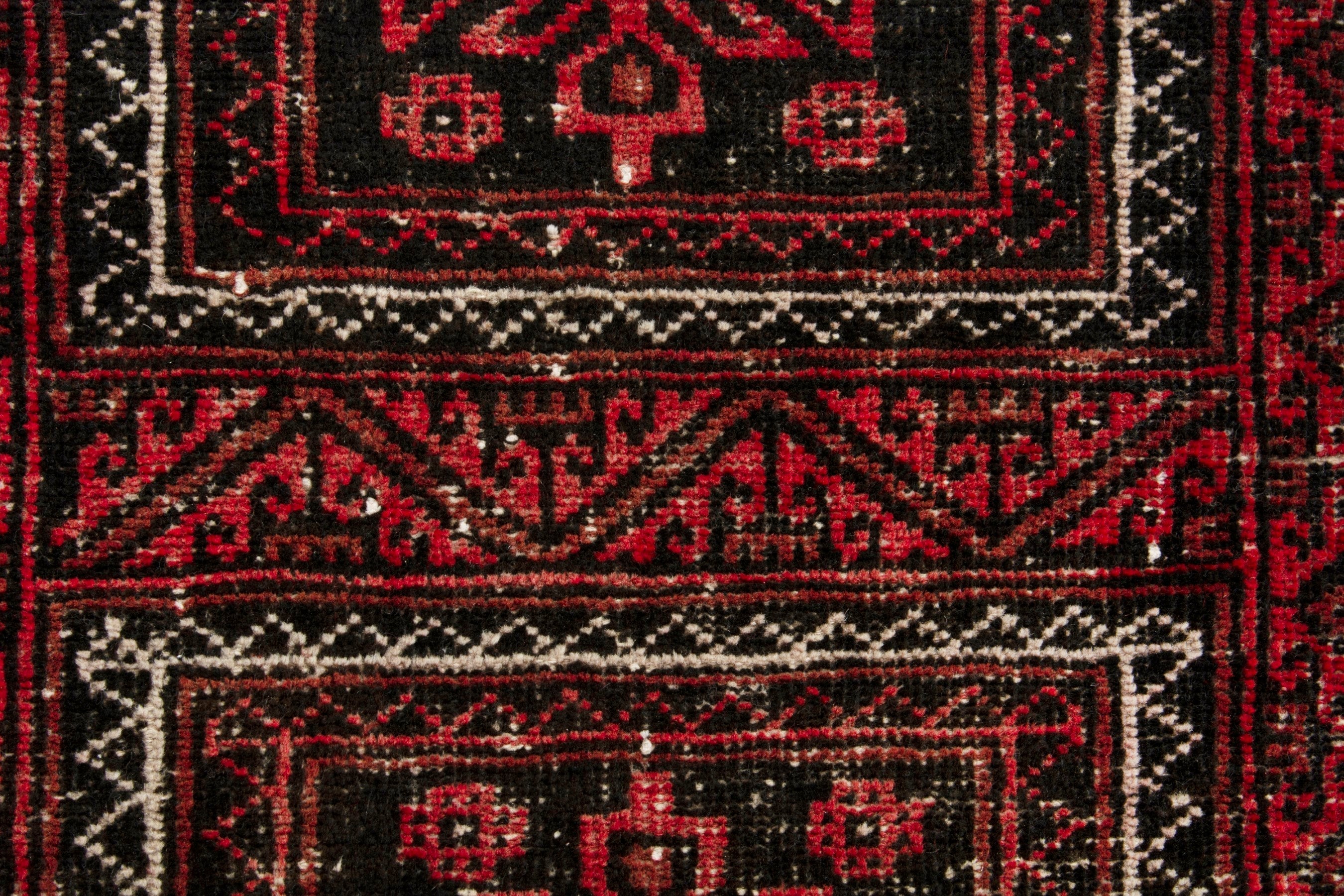 Persian Baluch accent rug in deep red and burgundy, view 13 of 17