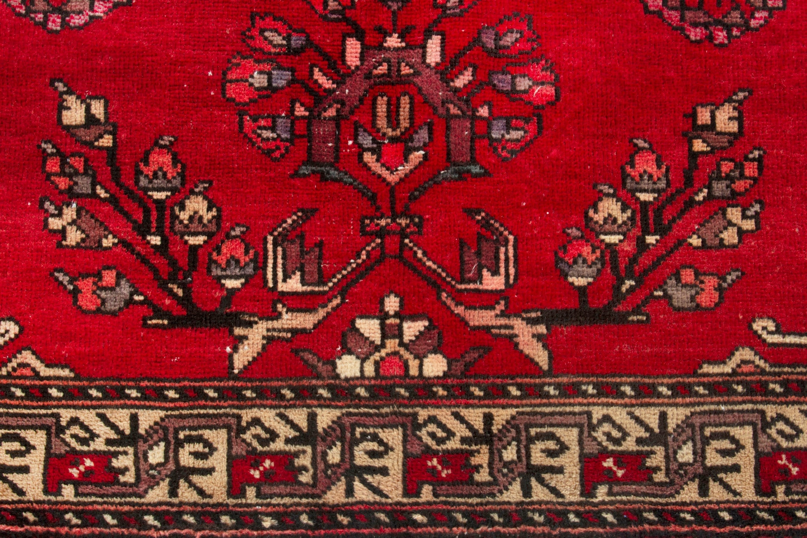 Persian Ferdos area rug in deep red and burgundy, view 10 of 17