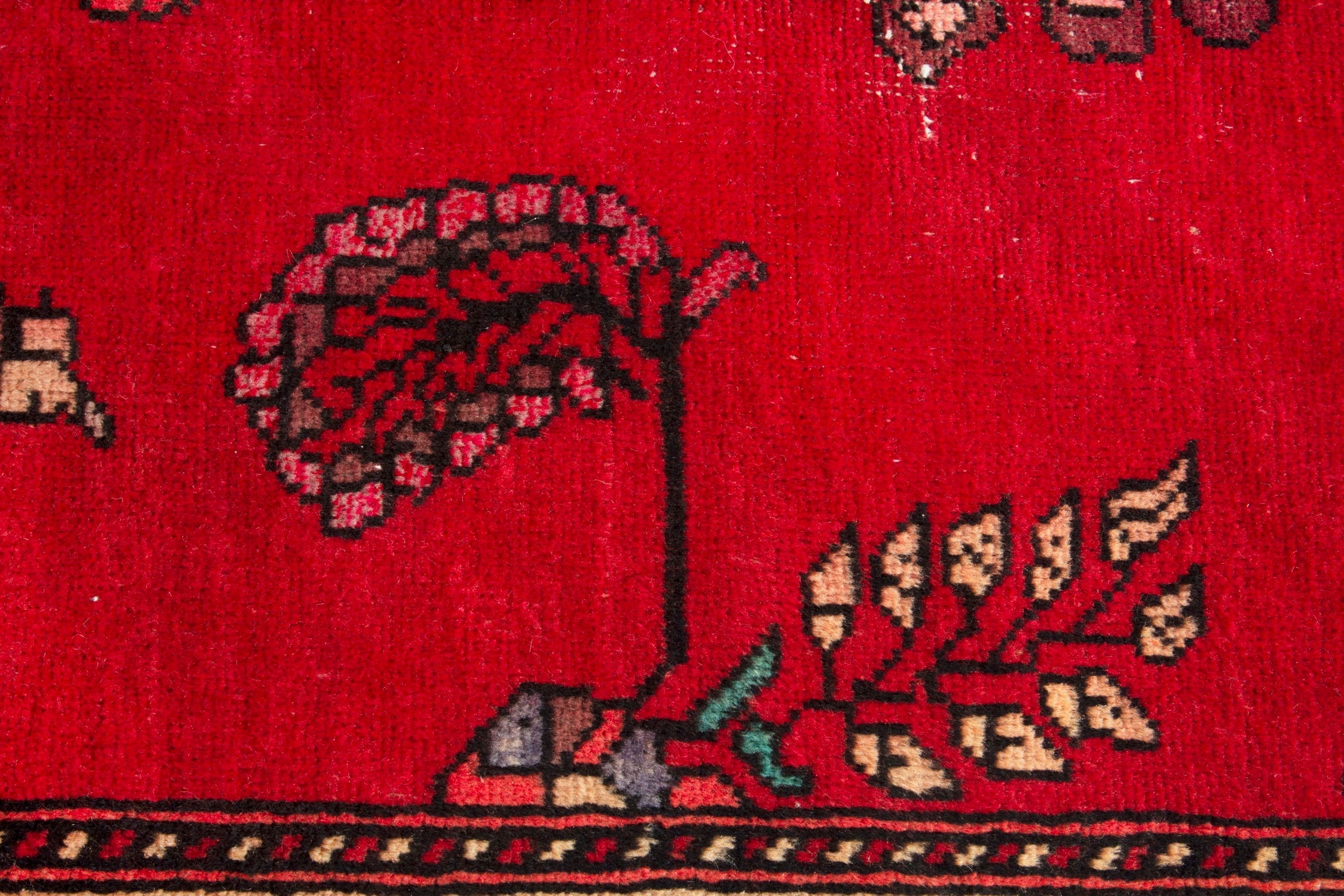 Persian Ferdos area rug in deep red and burgundy, view 11 of 17