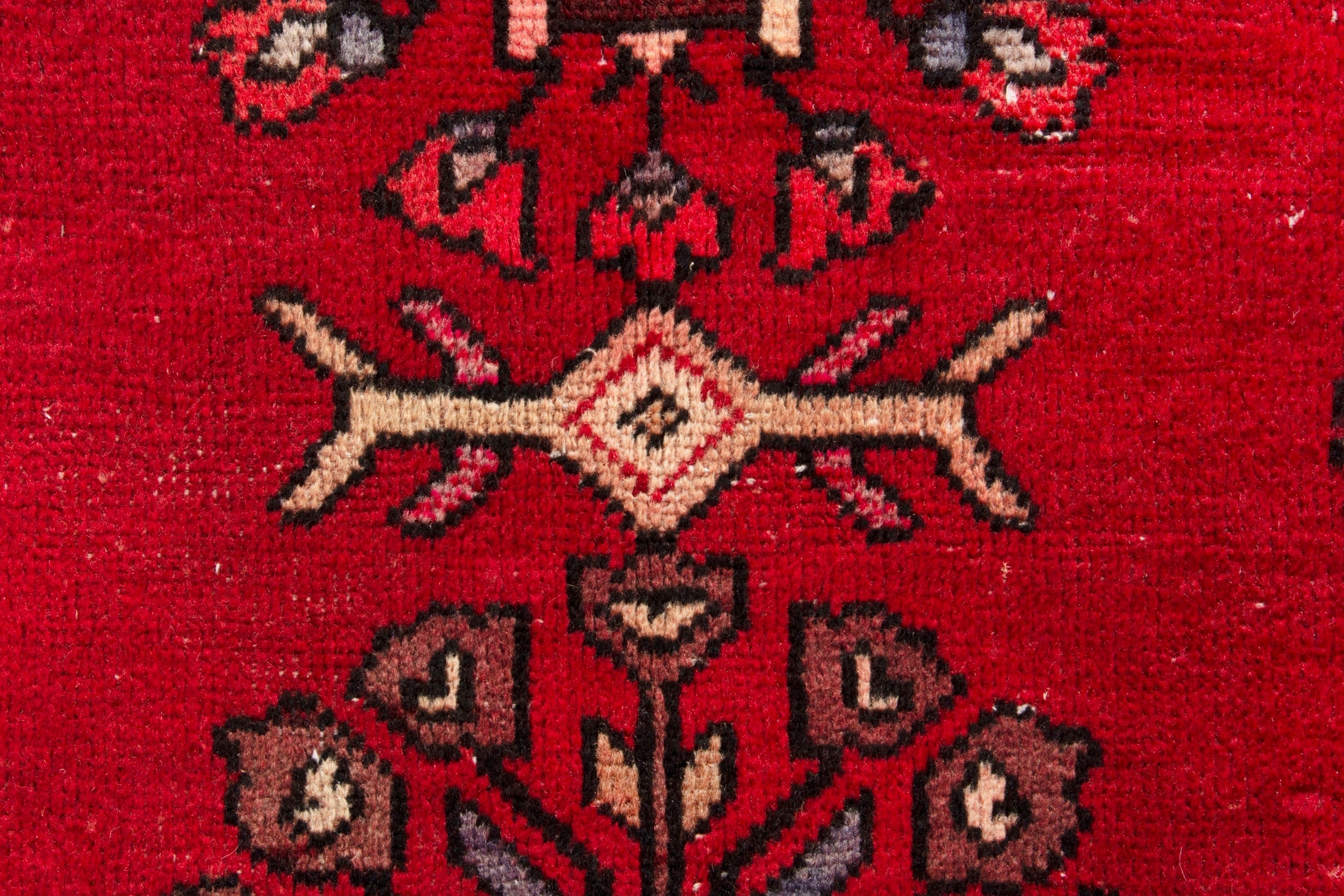 Persian Ferdos area rug in deep red and burgundy, view 13 of 17