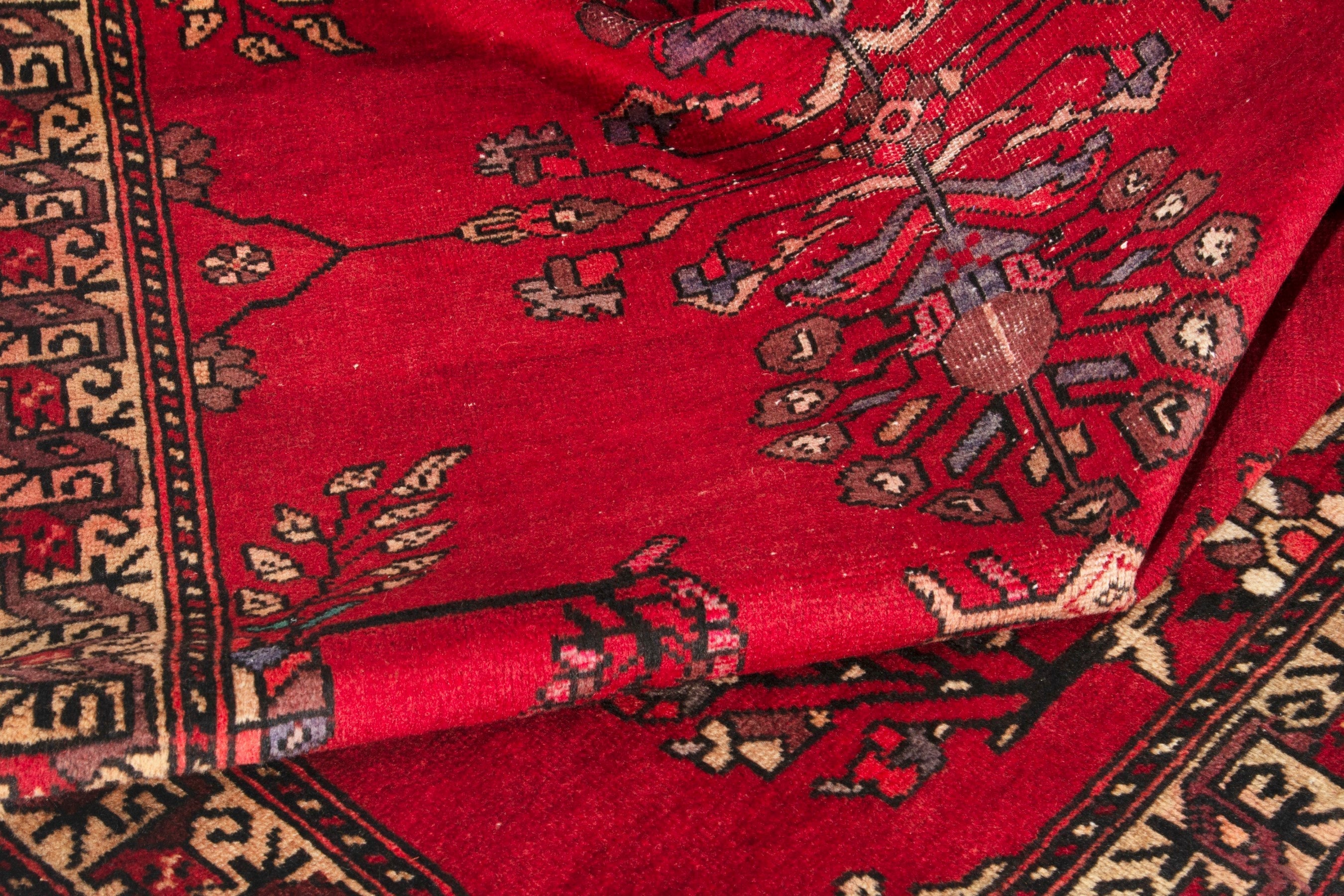 Persian Ferdos area rug in deep red and burgundy, view 14 of 17