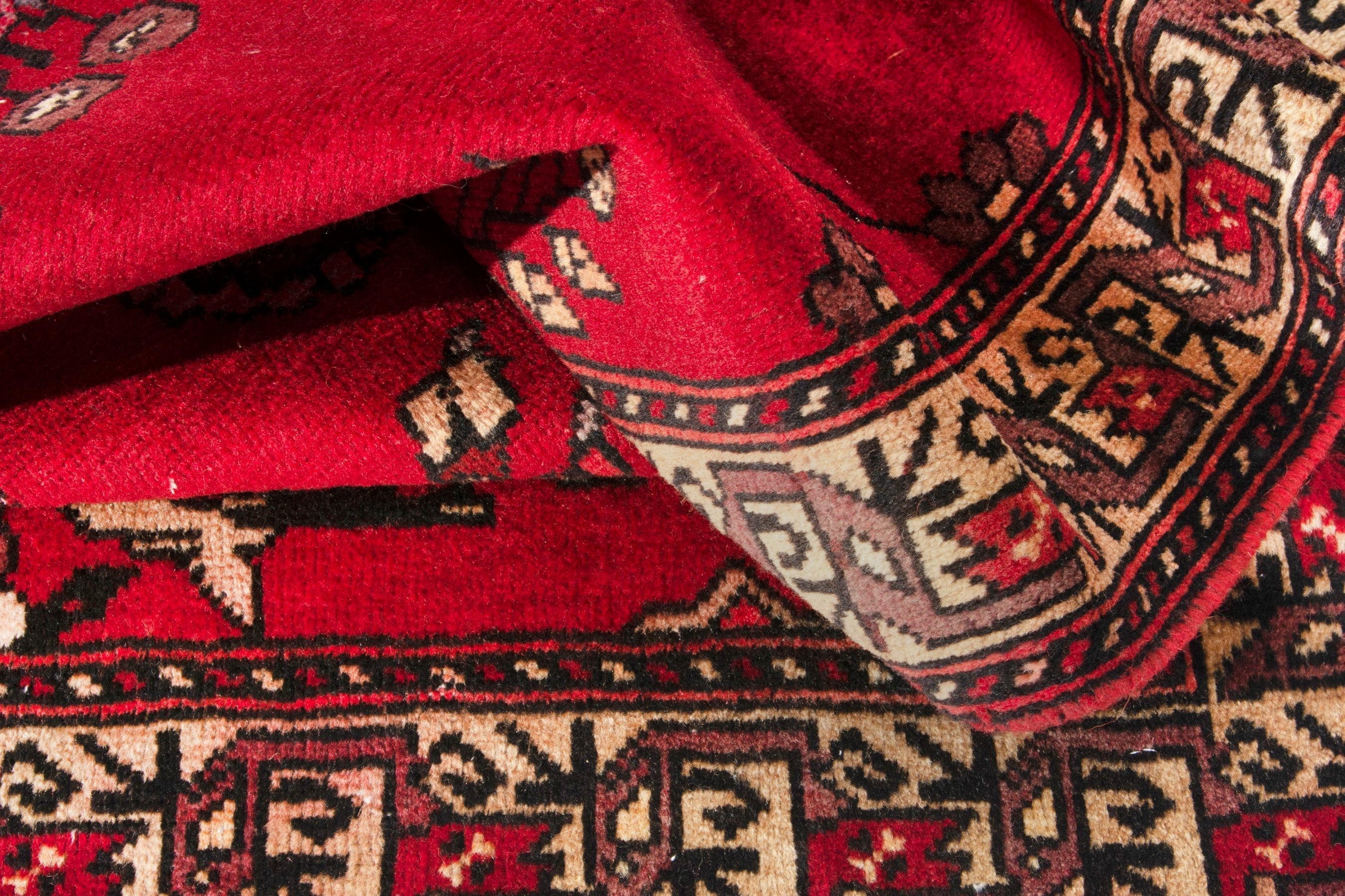 Persian Ferdos area rug in deep red and burgundy, view 15 of 17
