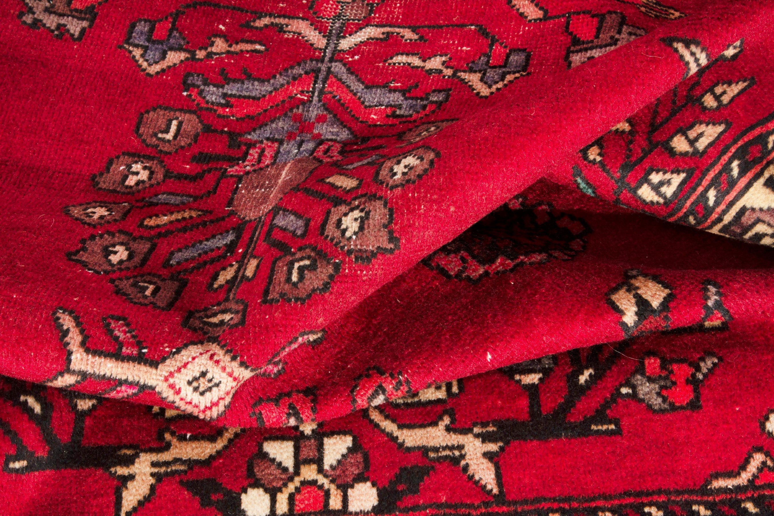 Persian Ferdos area rug in deep red and burgundy, view 16 of 17