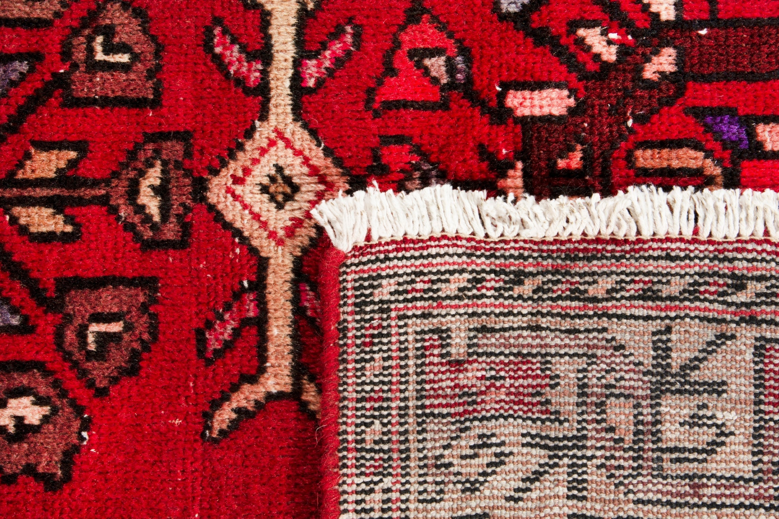 Persian Ferdos area rug in deep red and burgundy, view 17 of 17