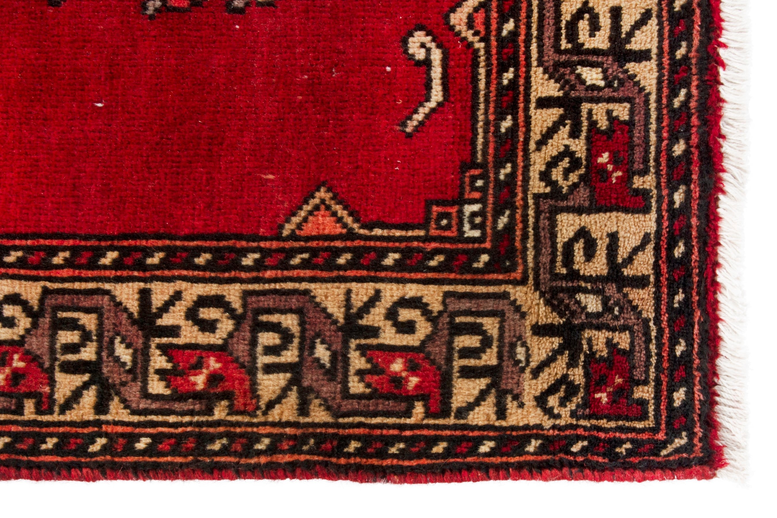 Persian Ferdos area rug in deep red and burgundy, view 6 of 17