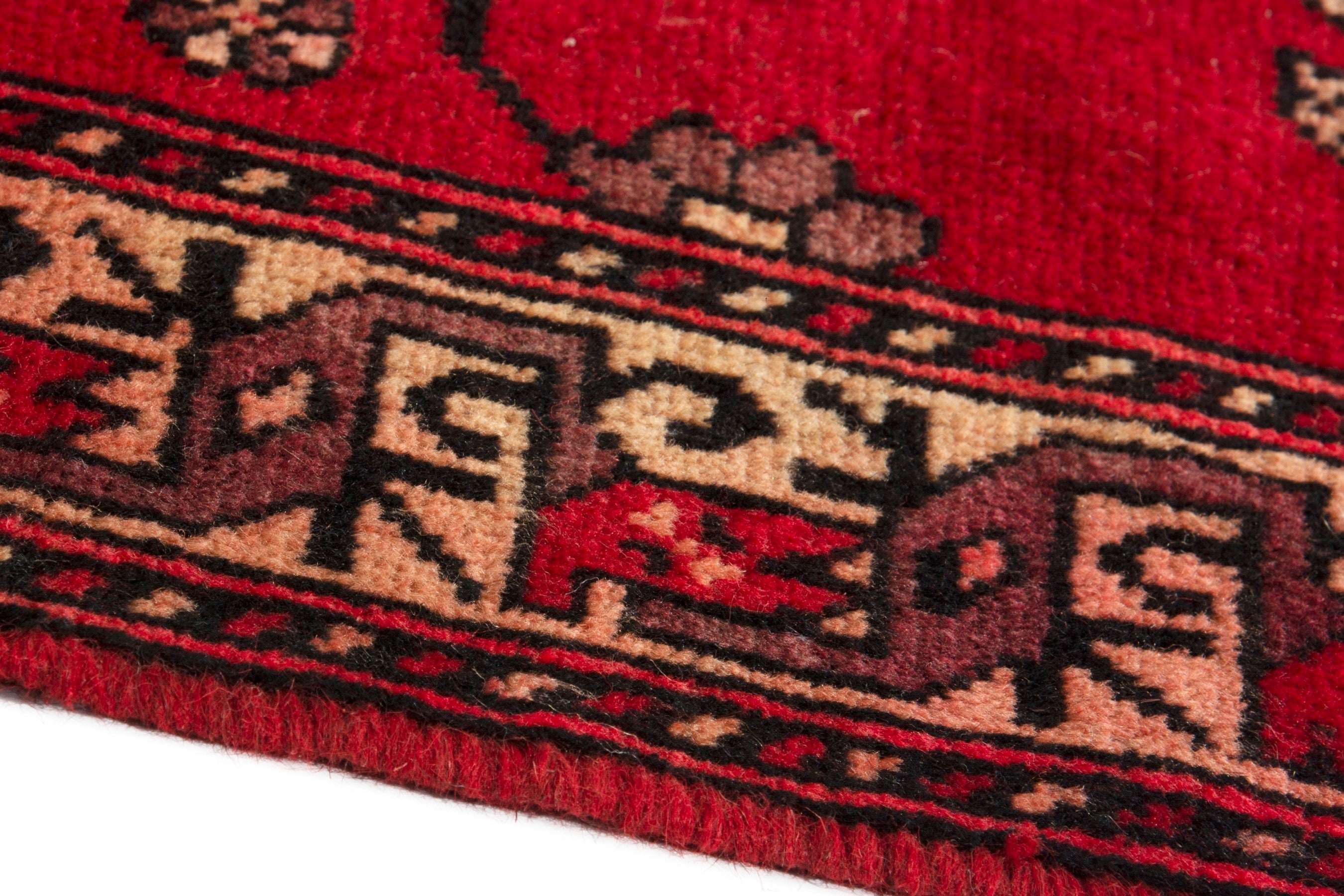 Persian Ferdos area rug in deep red and burgundy, view 5 of 17