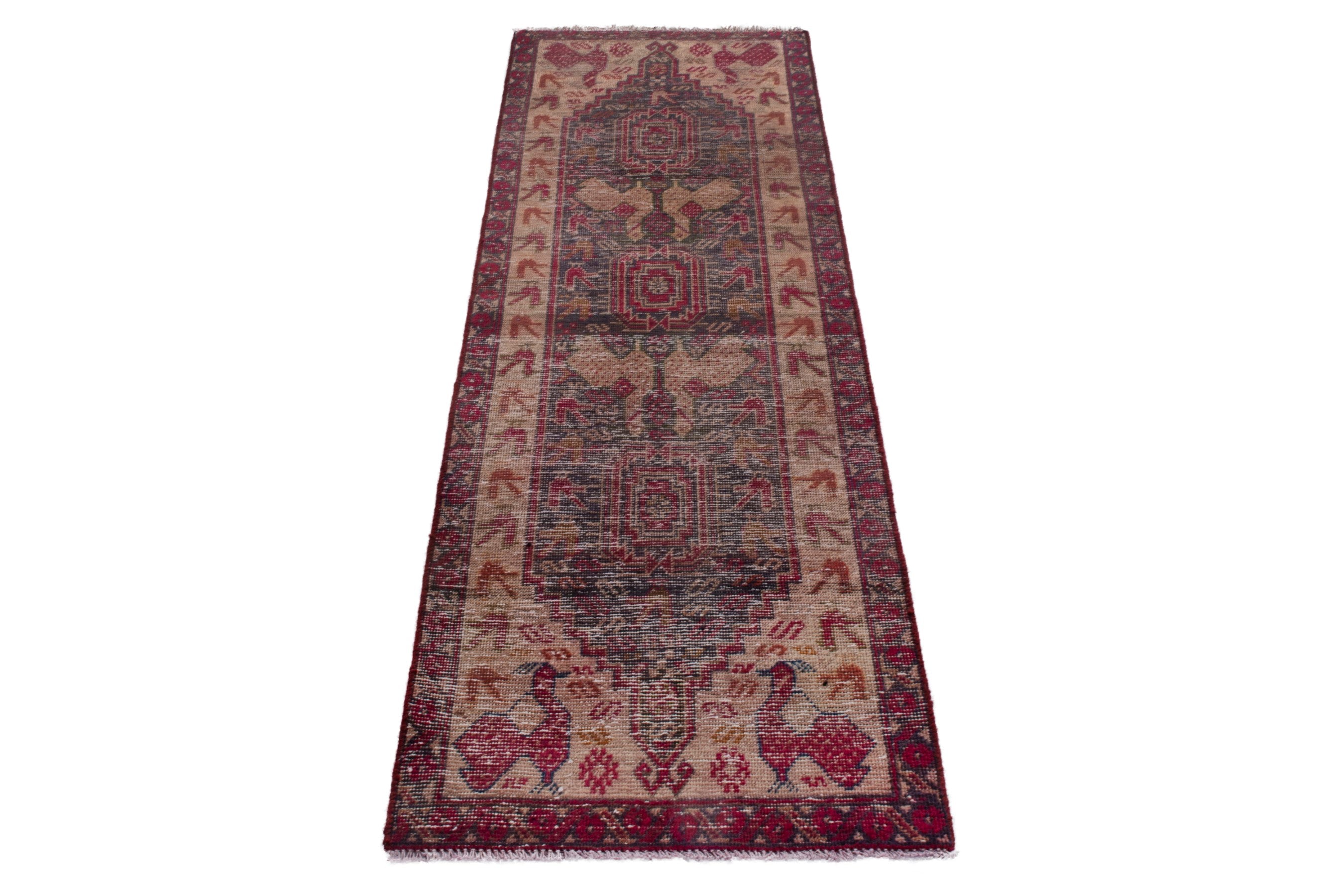 Persian Baluch rug in dark blue and burgundy, view 3 of 17