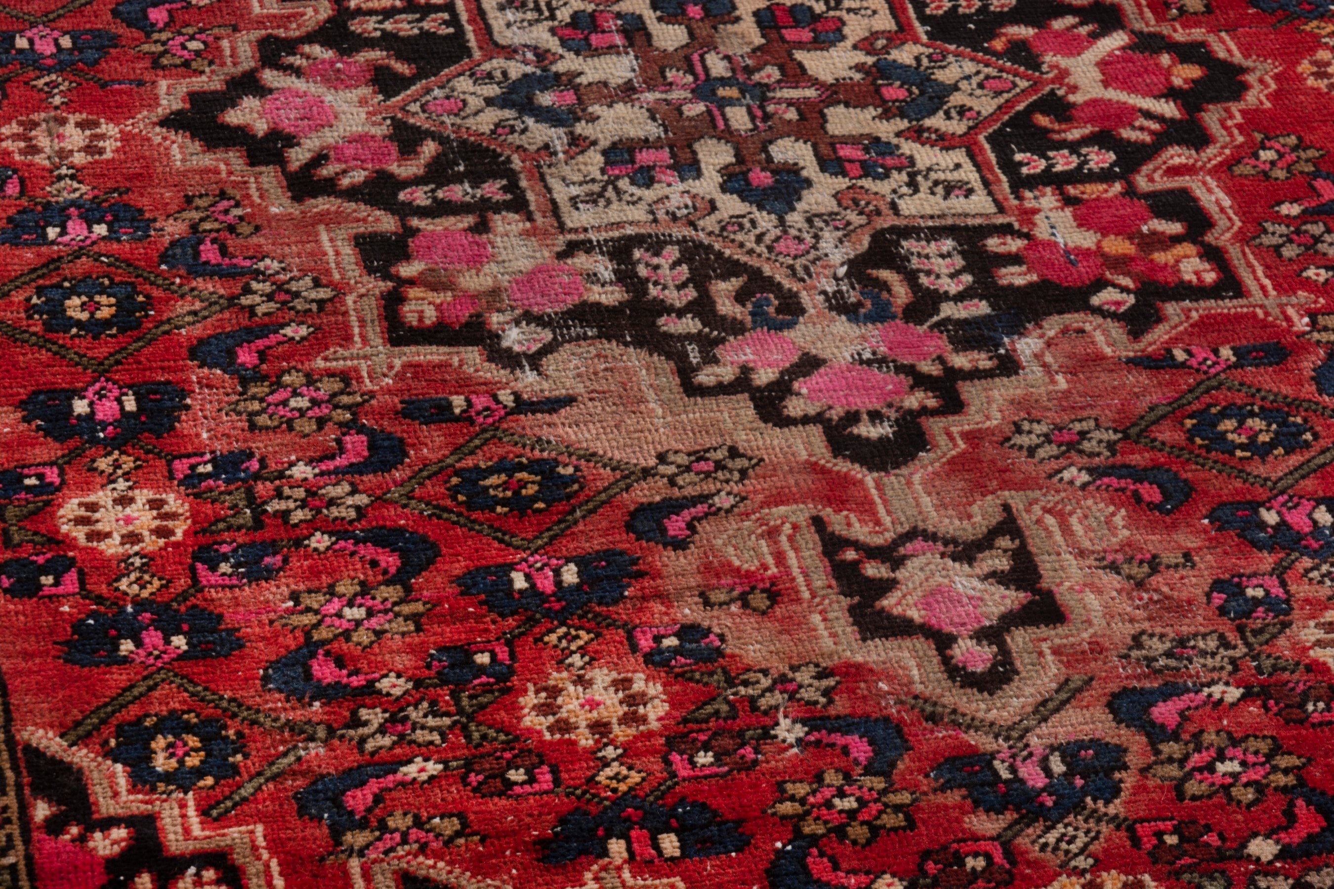 Persian Zanjan accent rug in deep red and dark brown, view 9 of 19