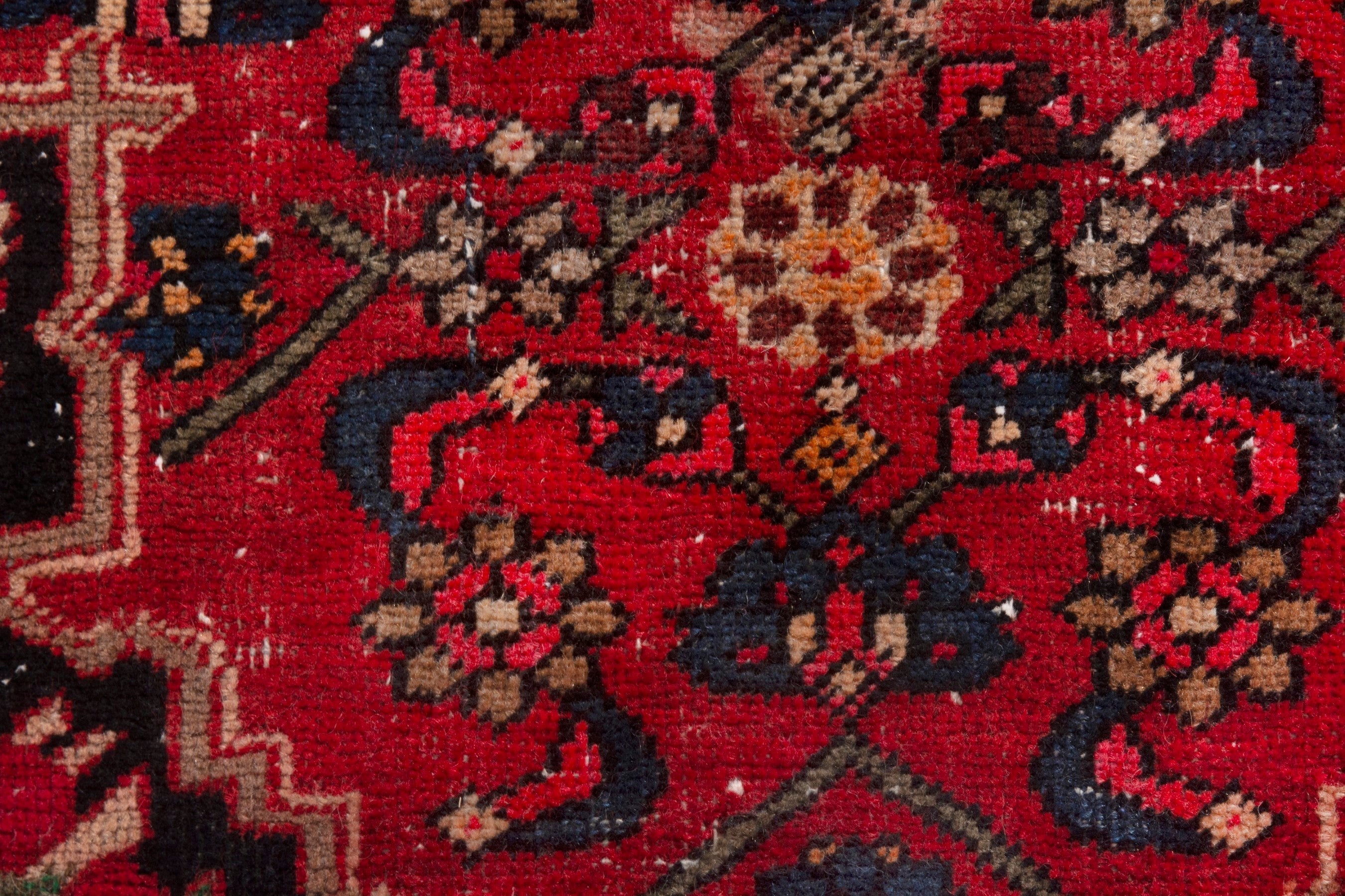 Persian Zanjan accent rug in deep red and dark brown, view 11 of 19