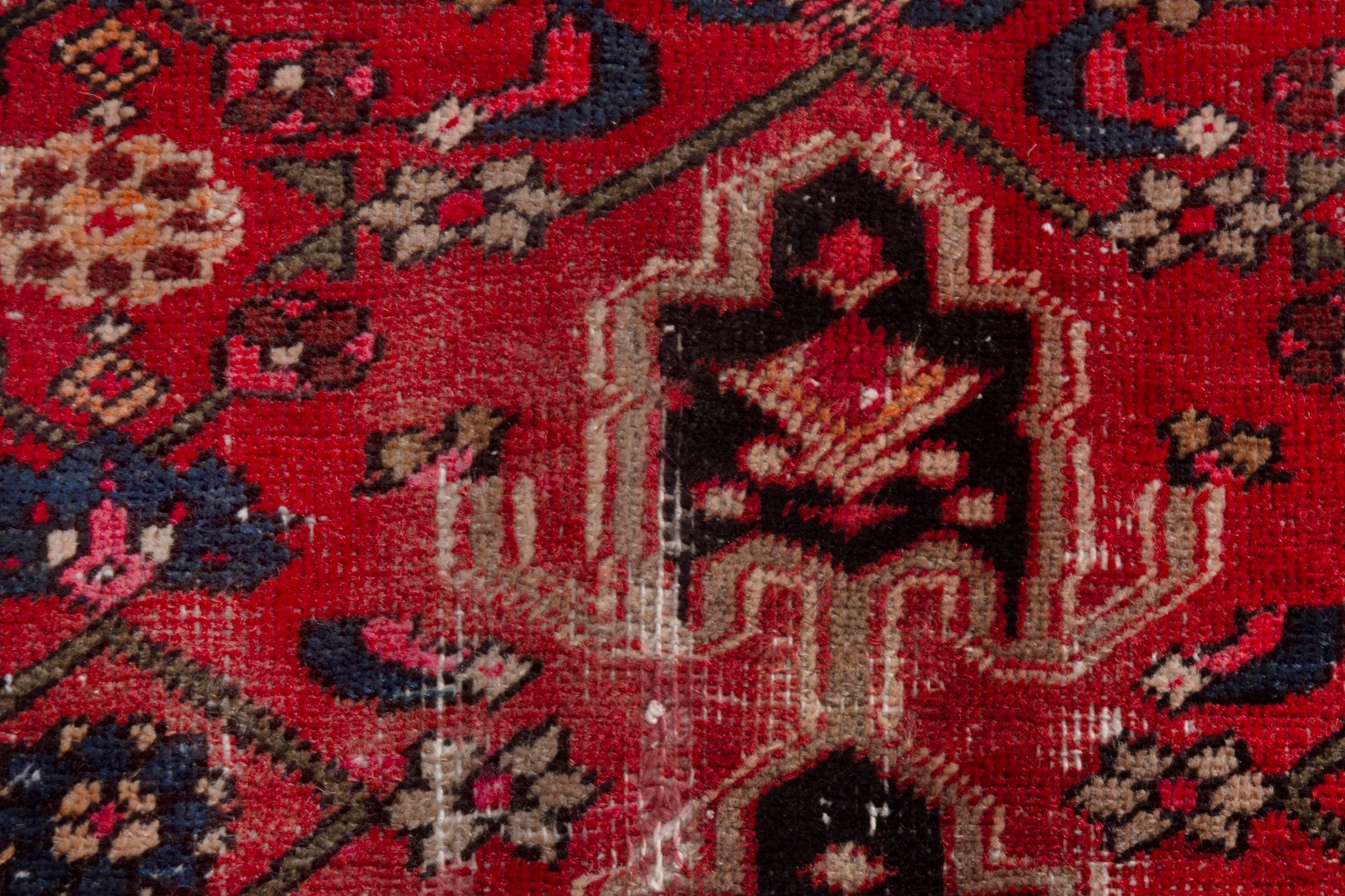 Persian Zanjan accent rug in deep red and dark brown, view 13 of 19