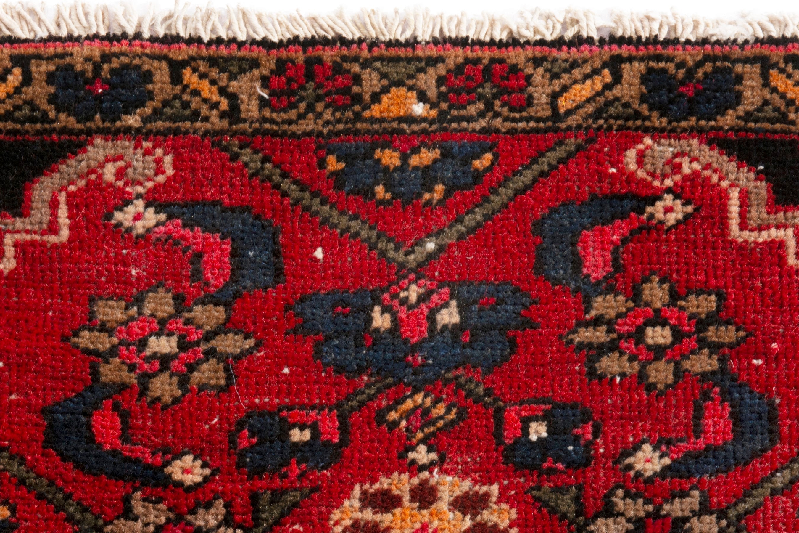 Persian Zanjan accent rug in deep red and dark brown, view 15 of 19