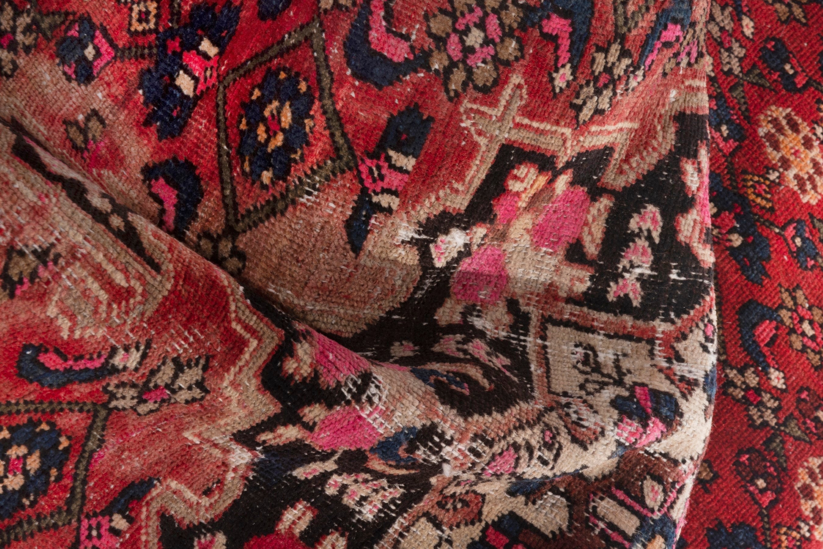 Persian Zanjan accent rug in deep red and dark brown, view 16 of 19