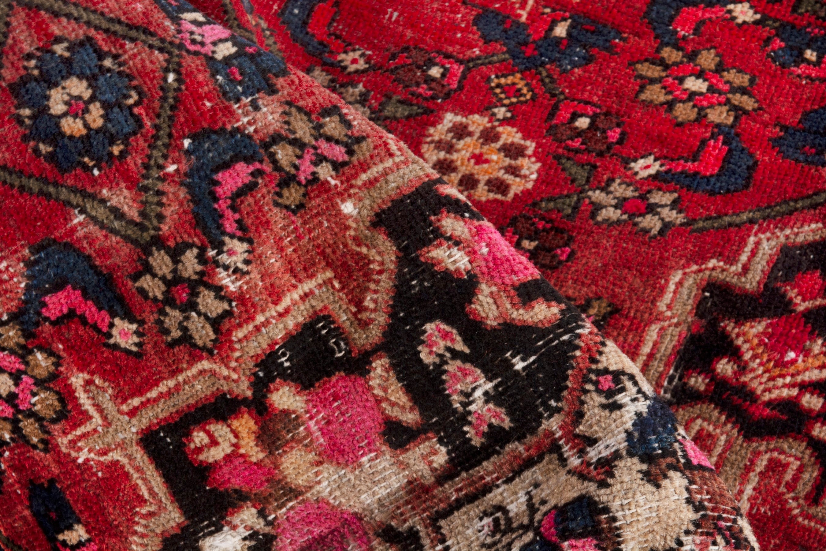 Persian Zanjan accent rug in deep red and dark brown, view 17 of 19