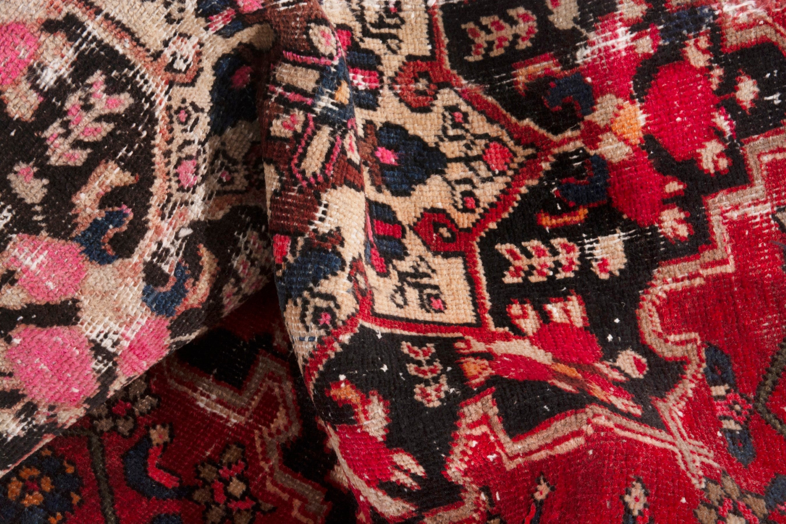 Persian Zanjan accent rug in deep red and dark brown, view 18 of 19