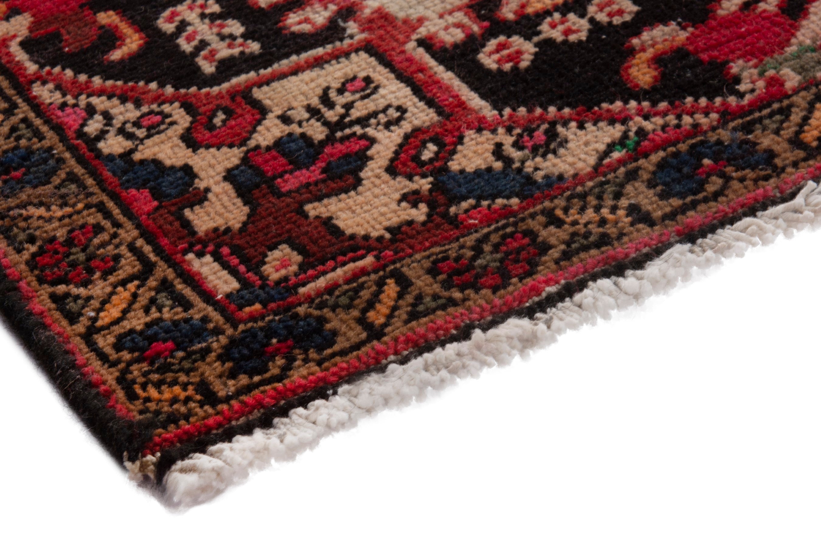 Persian Zanjan accent rug in deep red and dark brown, view 4 of 19