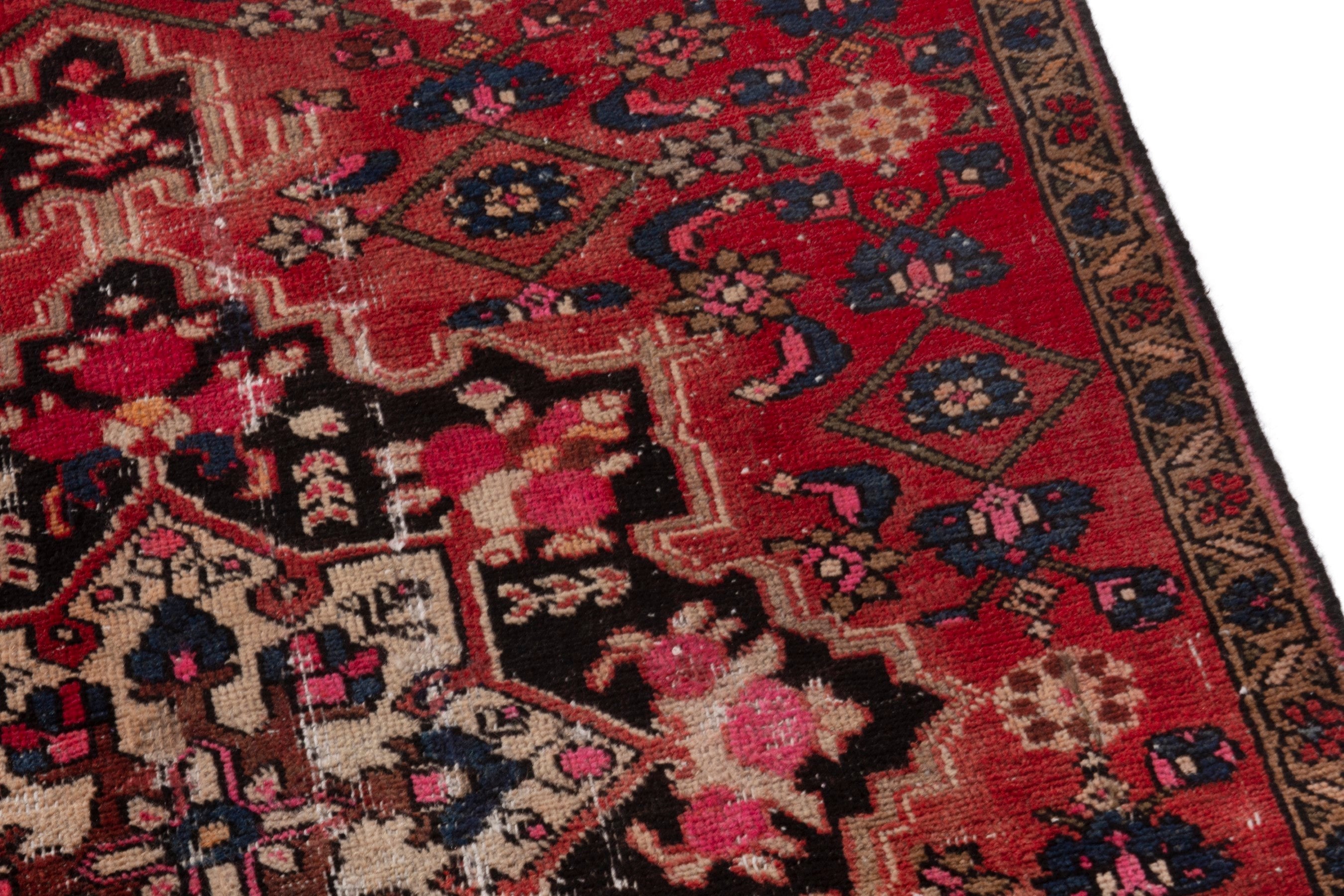 Persian Zanjan accent rug in deep red and dark brown, view 7 of 19