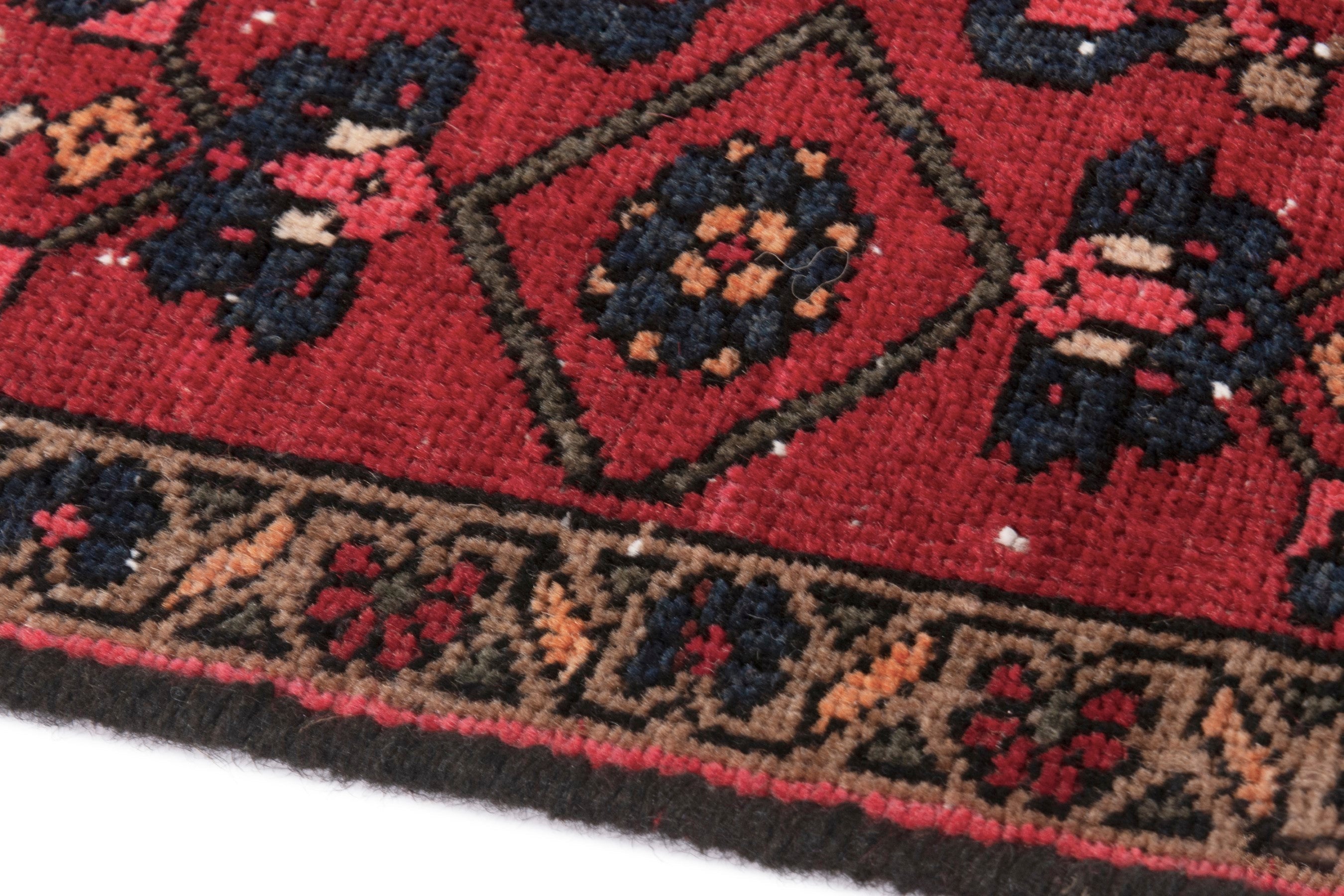 Persian Zanjan accent rug in deep red and dark brown, view 6 of 19