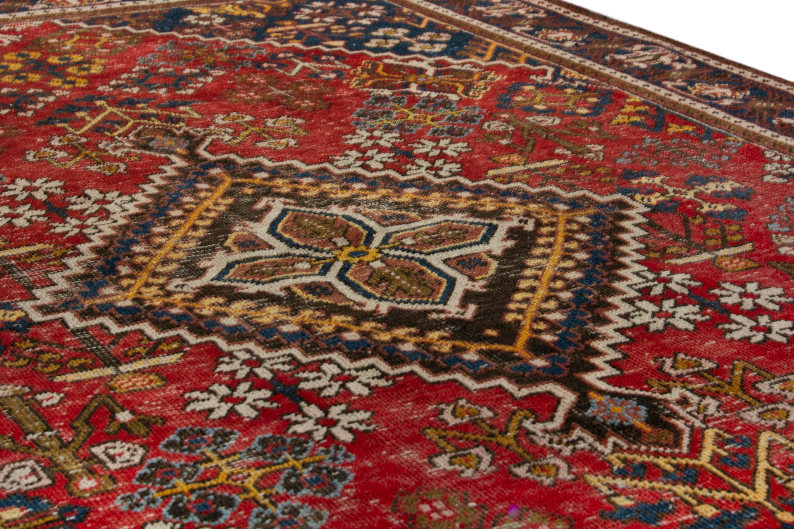 Persian Joshaghan area rug in deep red and dark brown, view 9 of 18