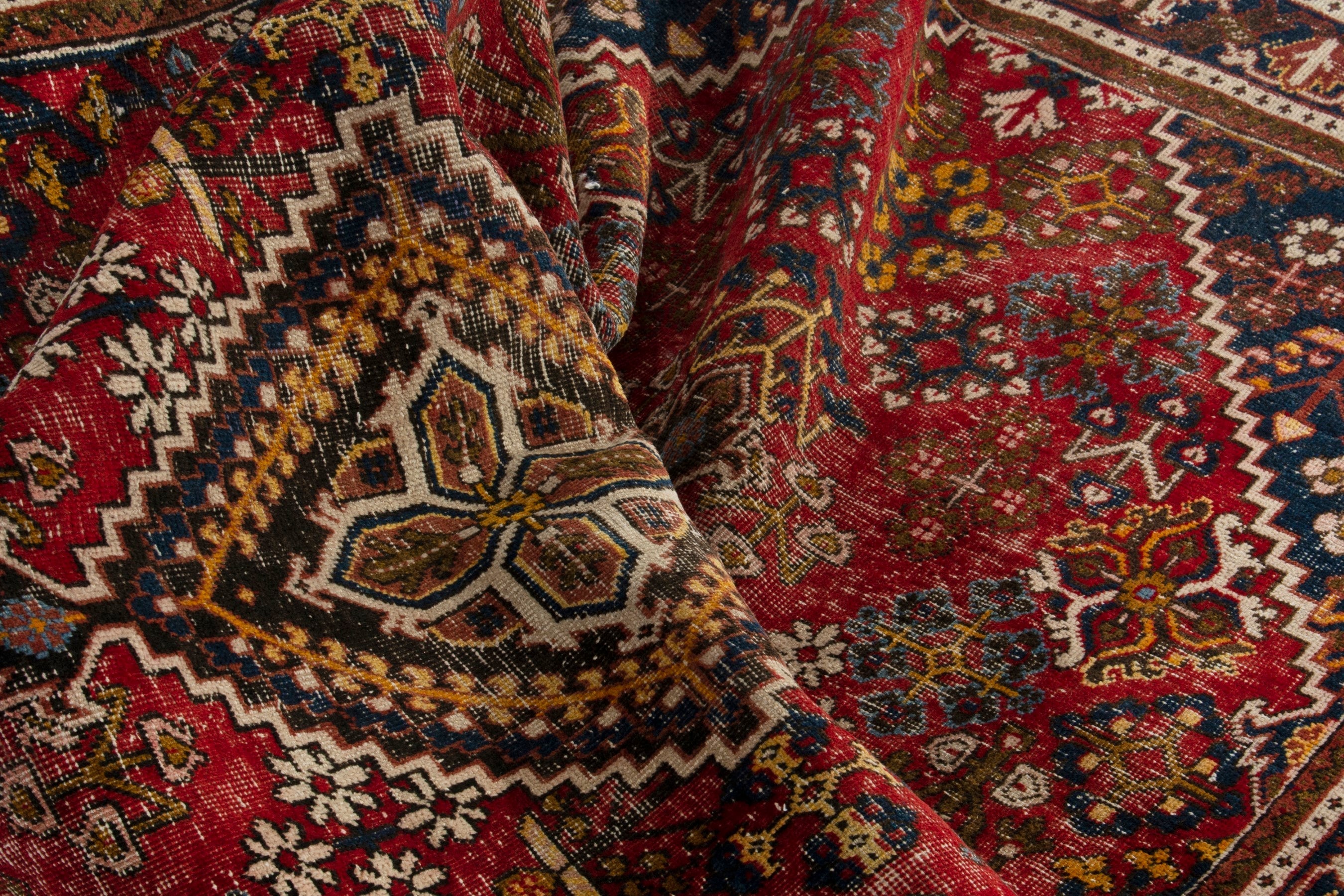 Persian Joshaghan area rug in deep red and dark brown, view 15 of 18