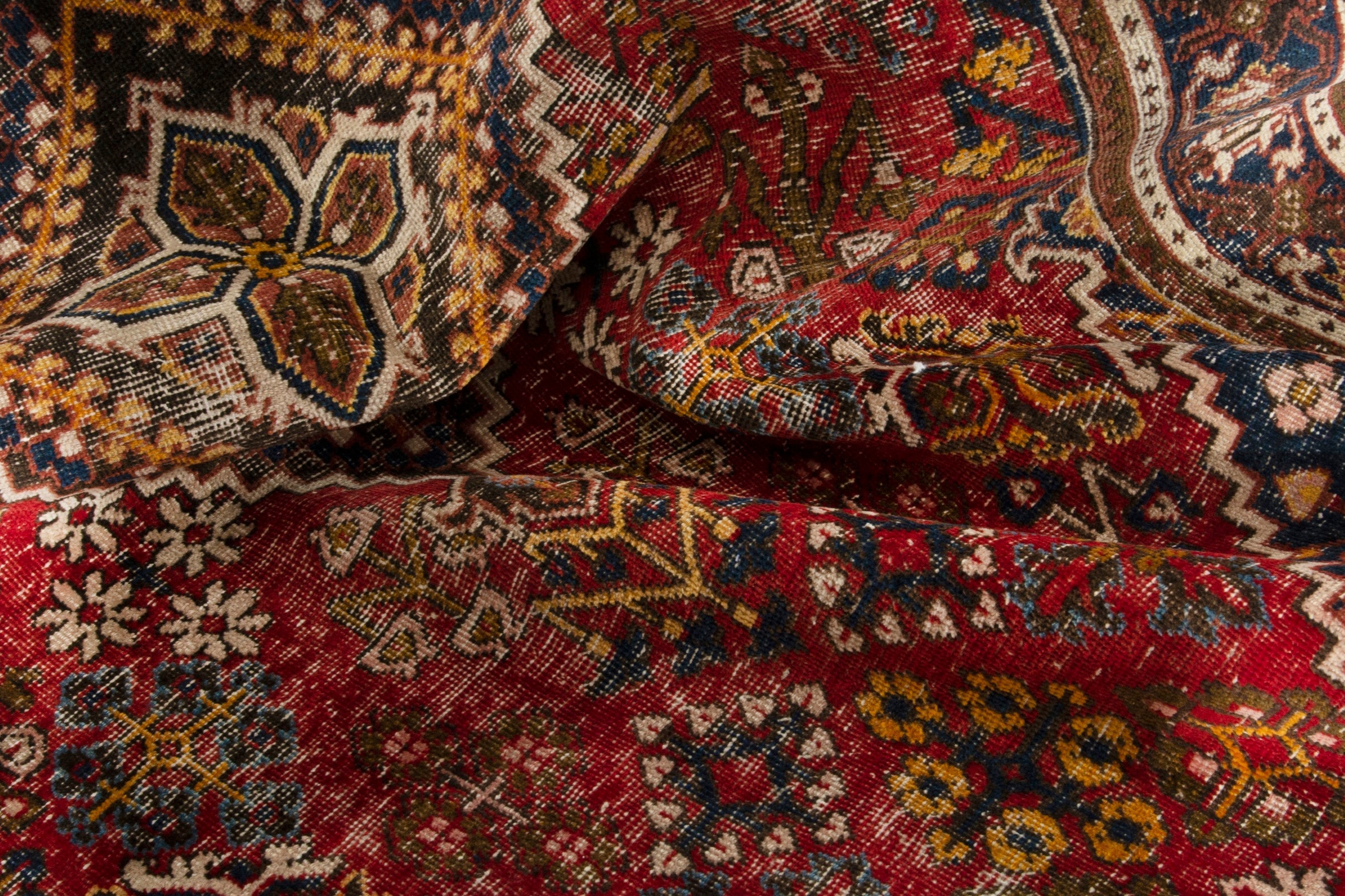 Persian Joshaghan area rug in deep red and dark brown, view 16 of 18