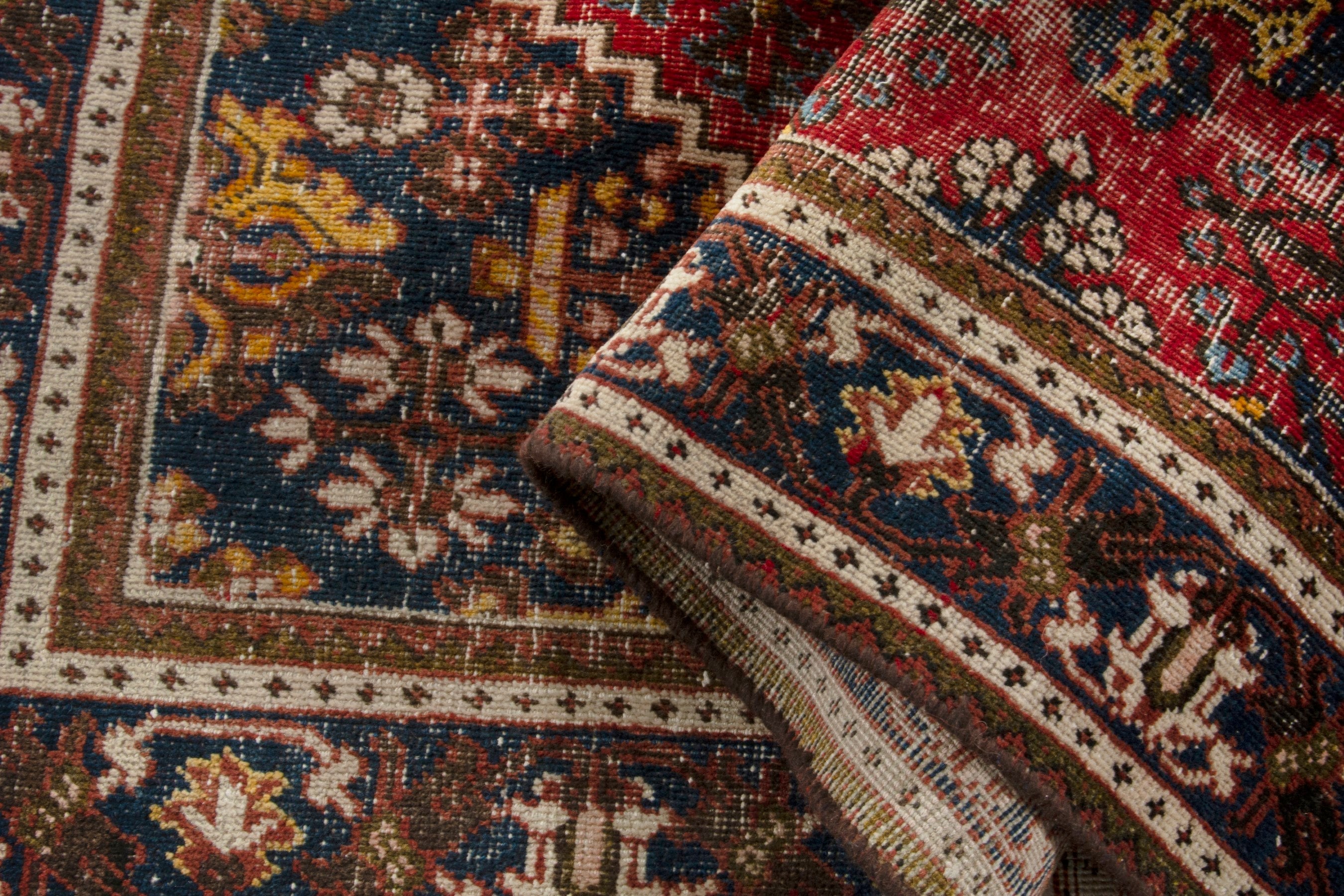 Persian Joshaghan area rug in deep red and dark brown, view 17 of 18