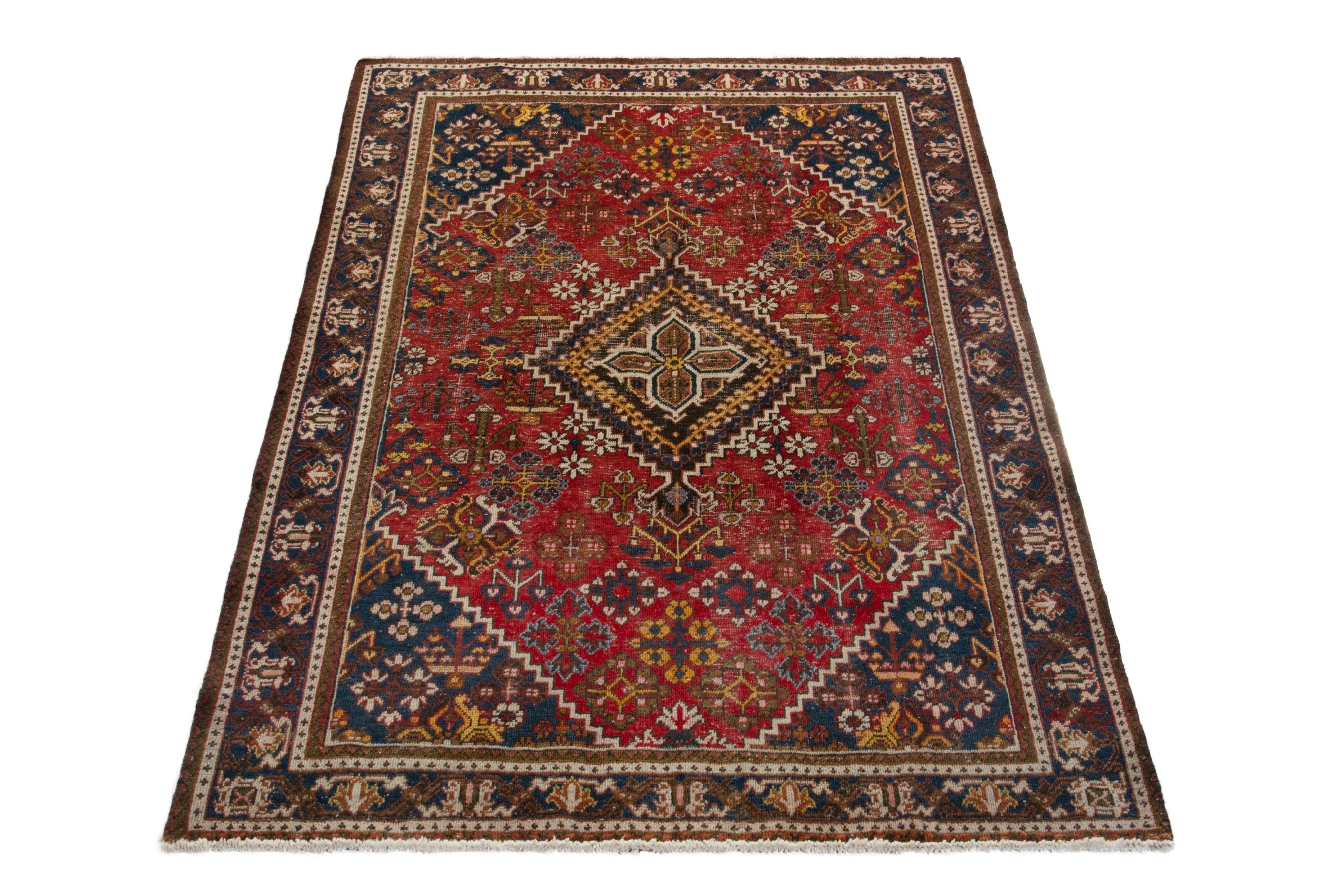 Persian Joshaghan area rug in deep red and dark brown, view 2 of 18
