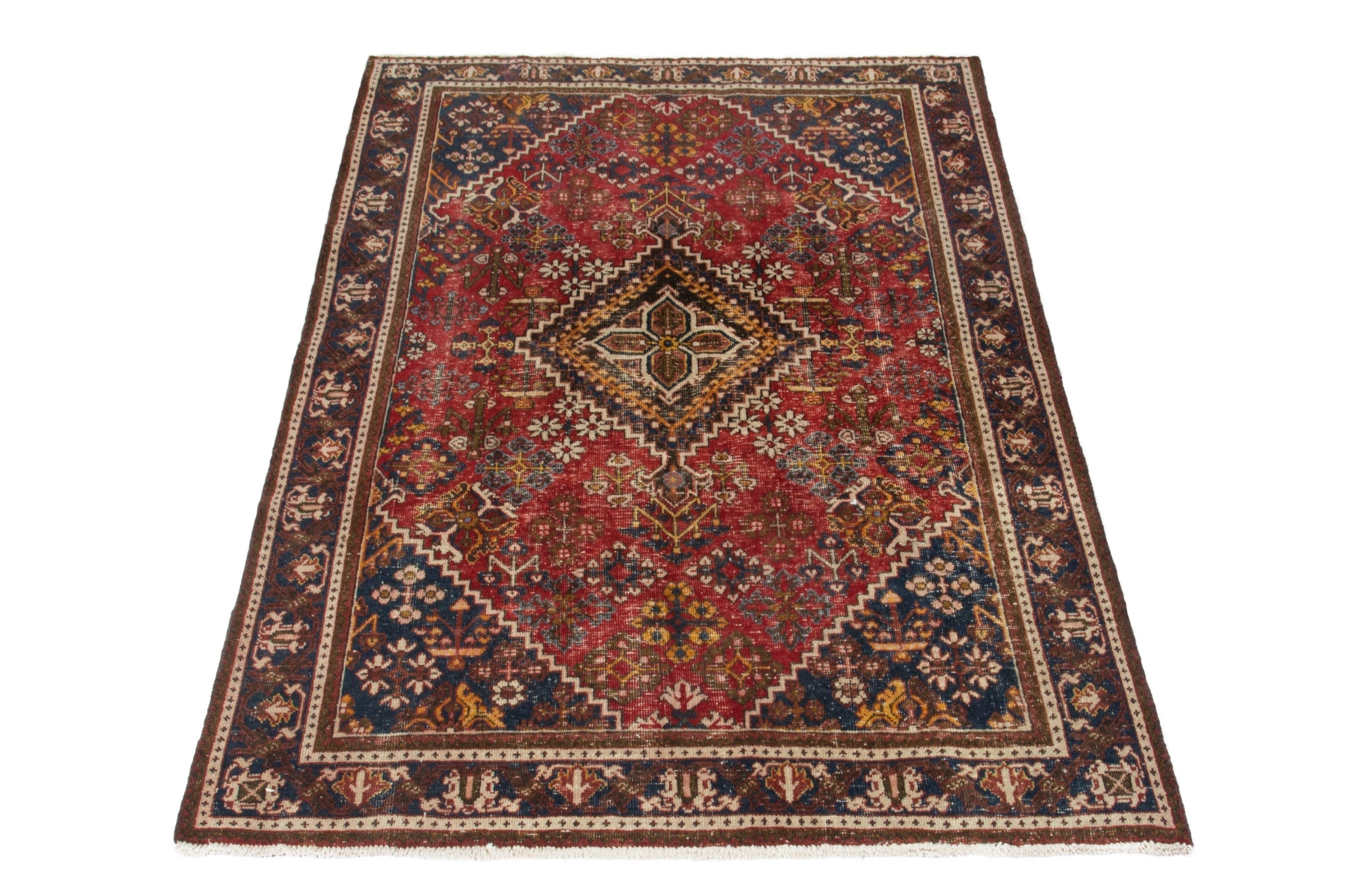Persian Joshaghan area rug in deep red and dark brown, view 3 of 18