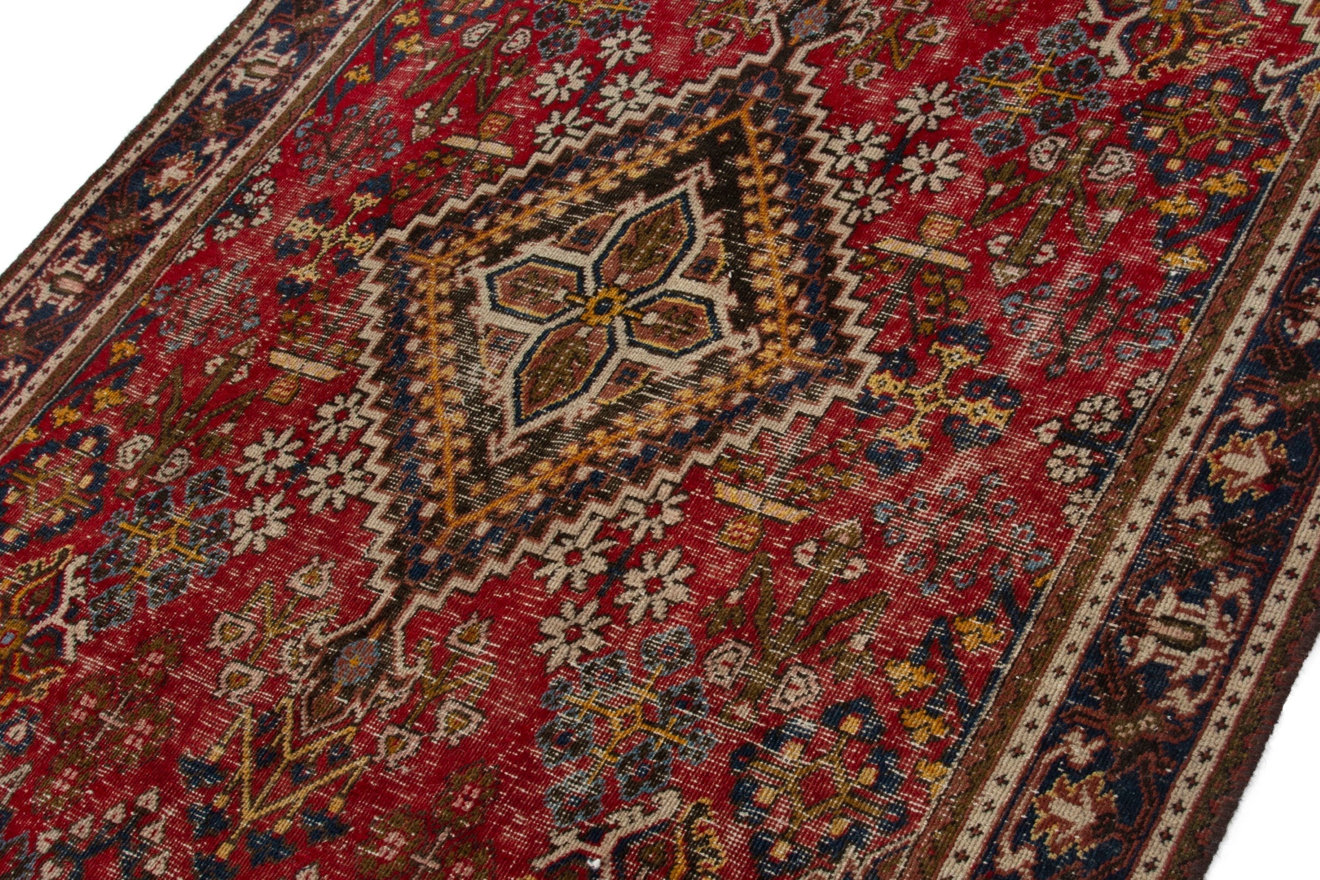 Persian Joshaghan area rug in deep red and dark brown, view 5 of 18