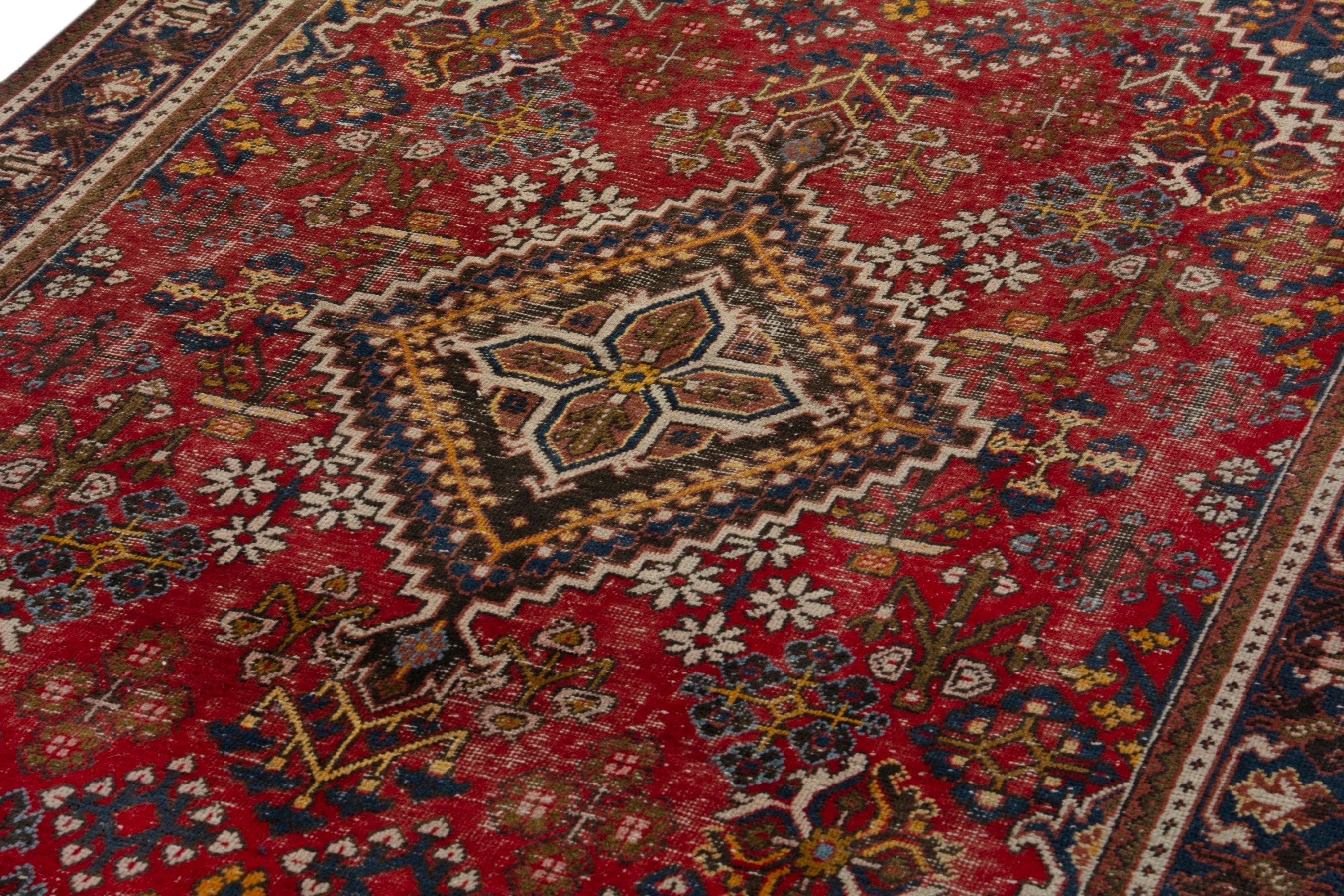 Persian Joshaghan area rug in deep red and dark brown, view 8 of 18