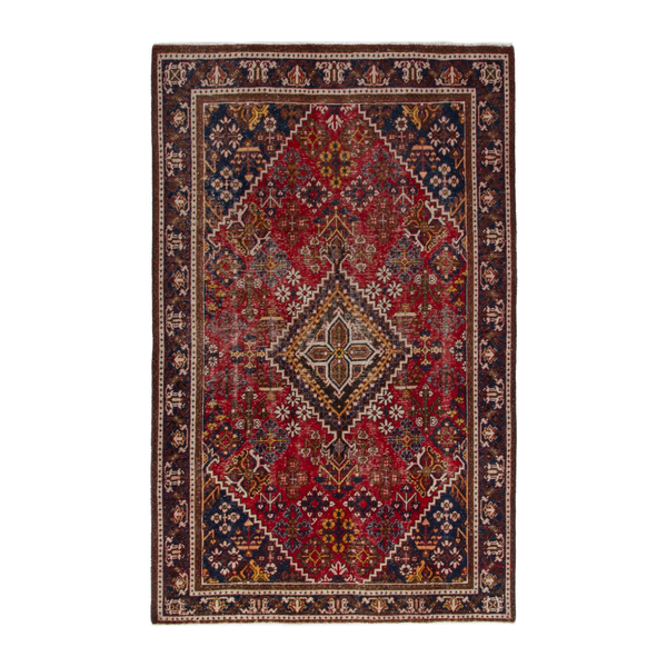 Persian Joshaghan area rug in deep red and dark brown, 4'3" x 7'1"