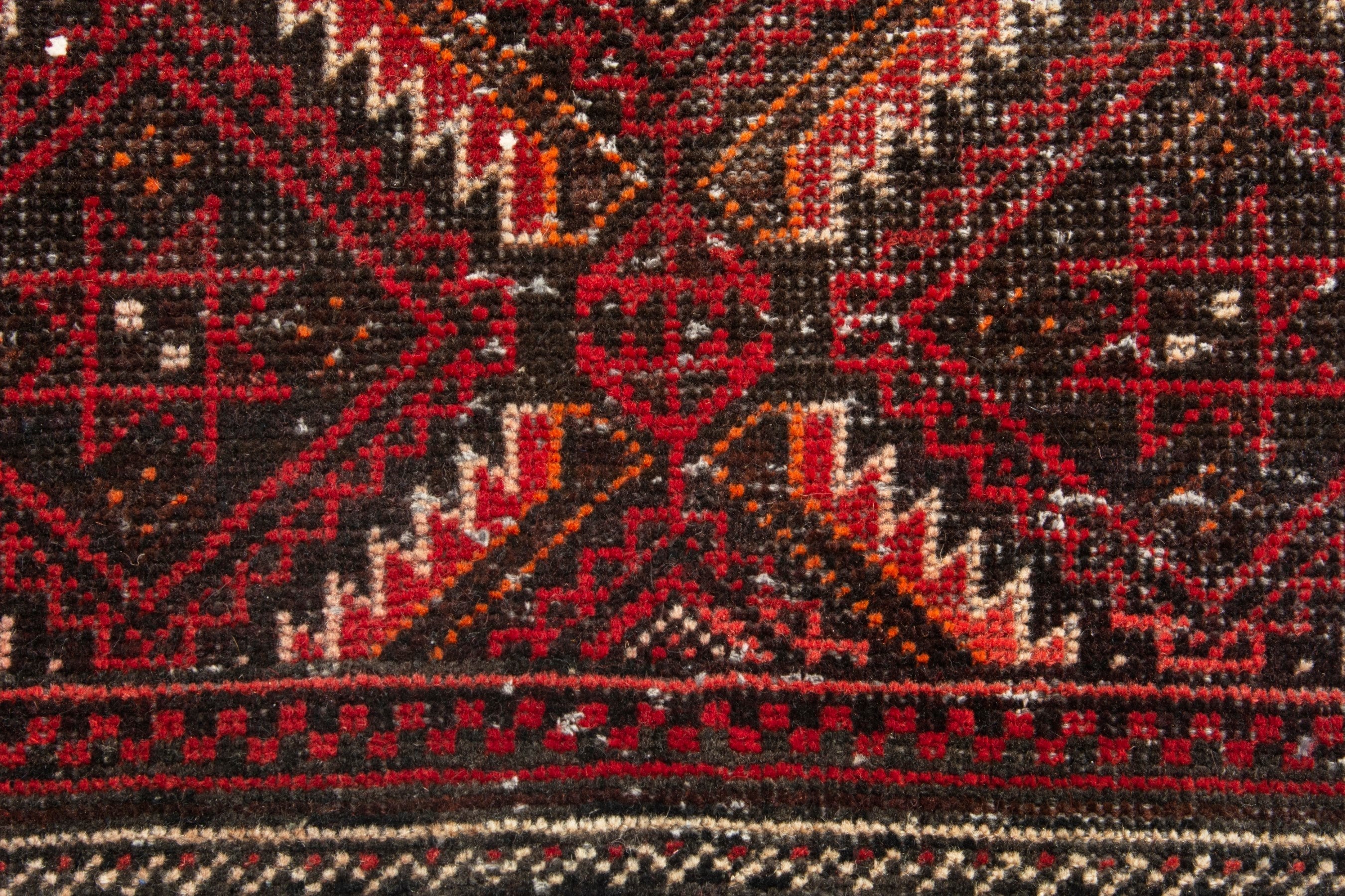 Persian Baluch accent rug in deep red and burgundy, view 11 of 18