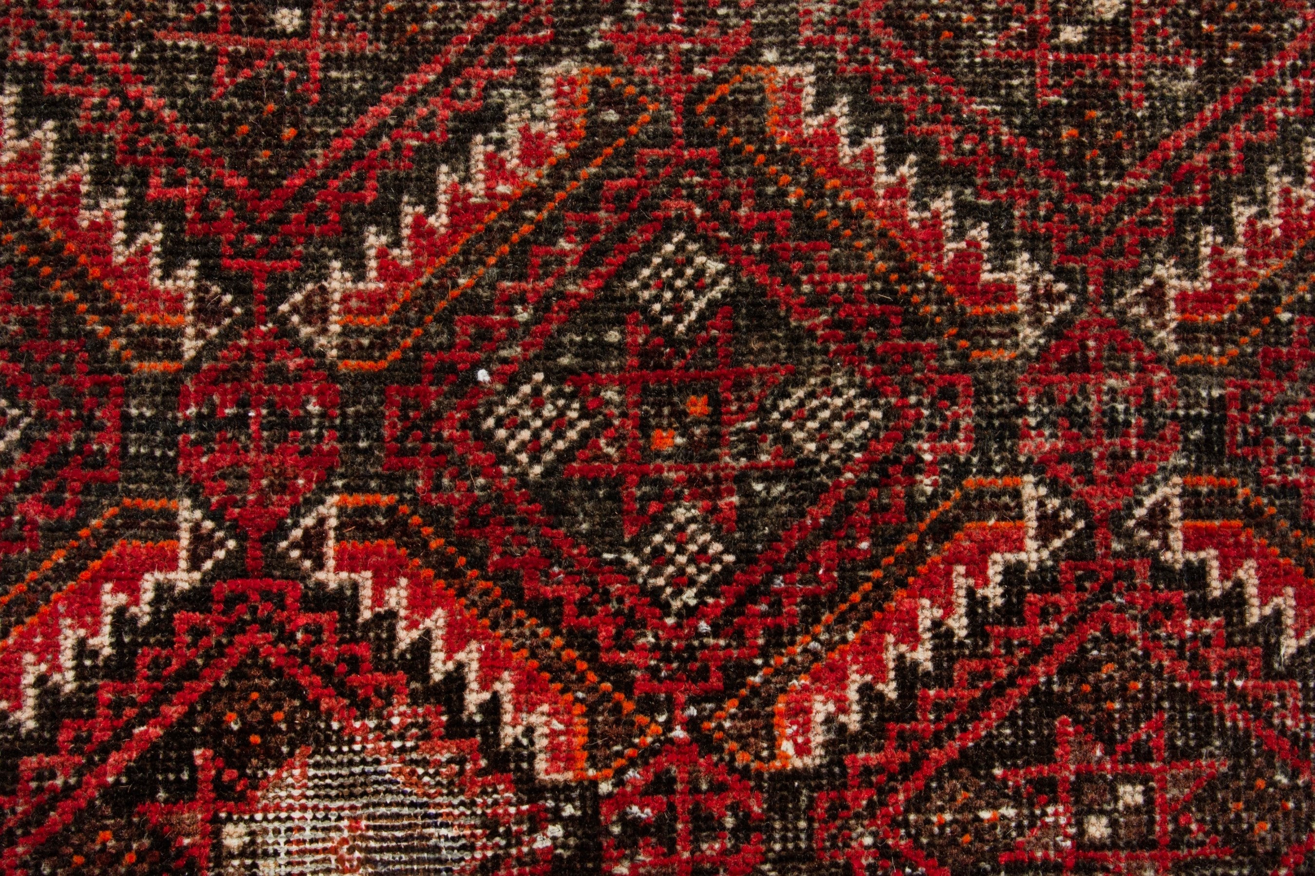 Persian Baluch accent rug in deep red and burgundy, view 13 of 18
