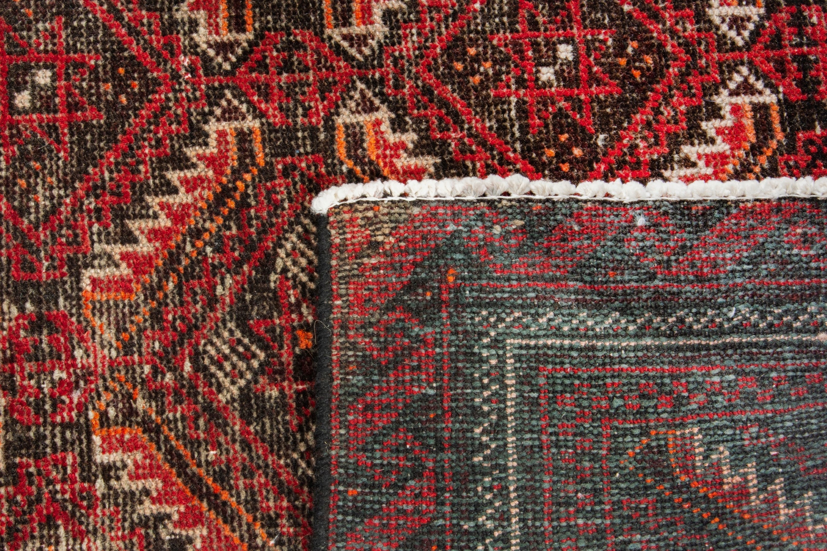 Persian Baluch accent rug in deep red and burgundy, view 18 of 18
