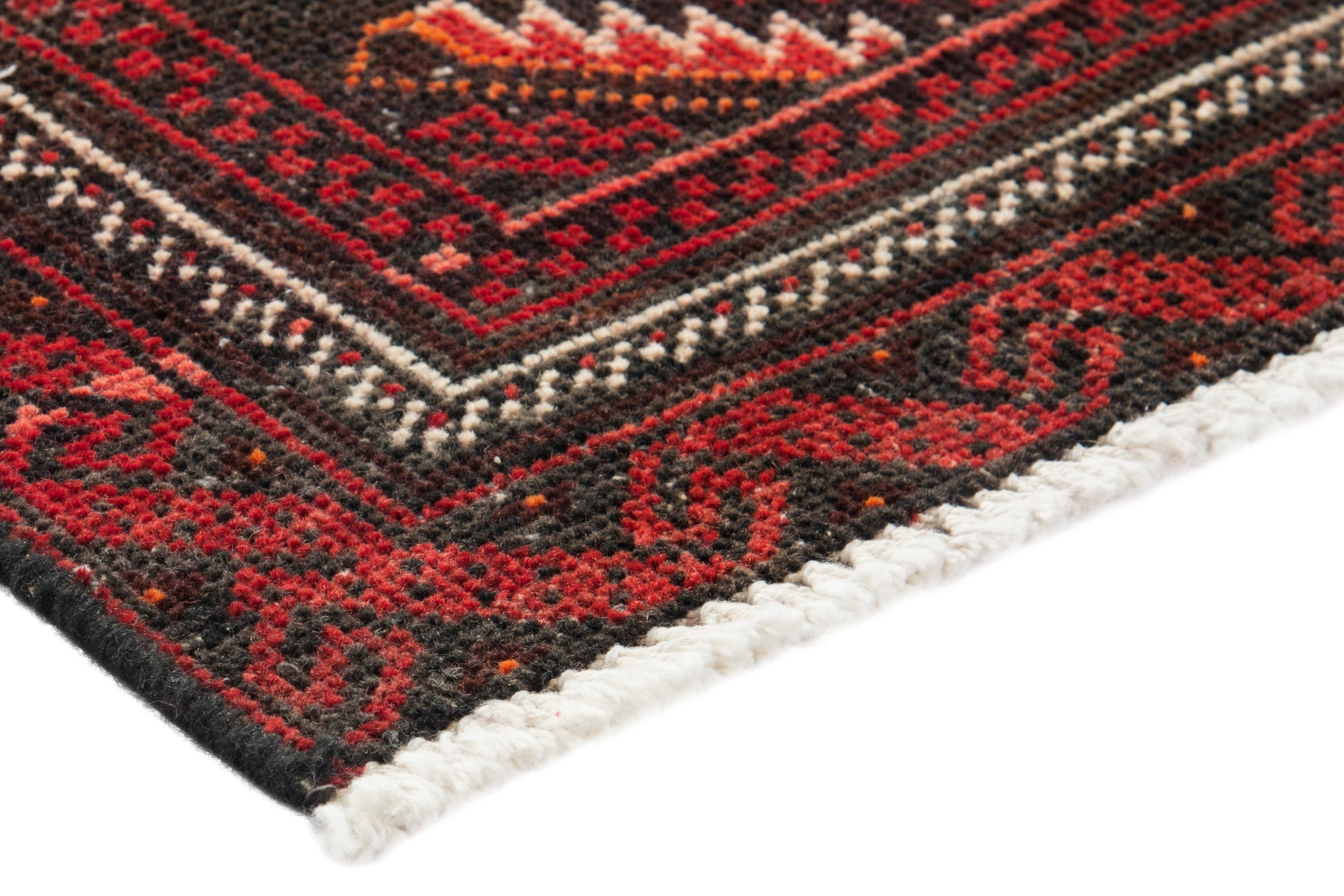 Persian Baluch accent rug in deep red and burgundy, view 4 of 18