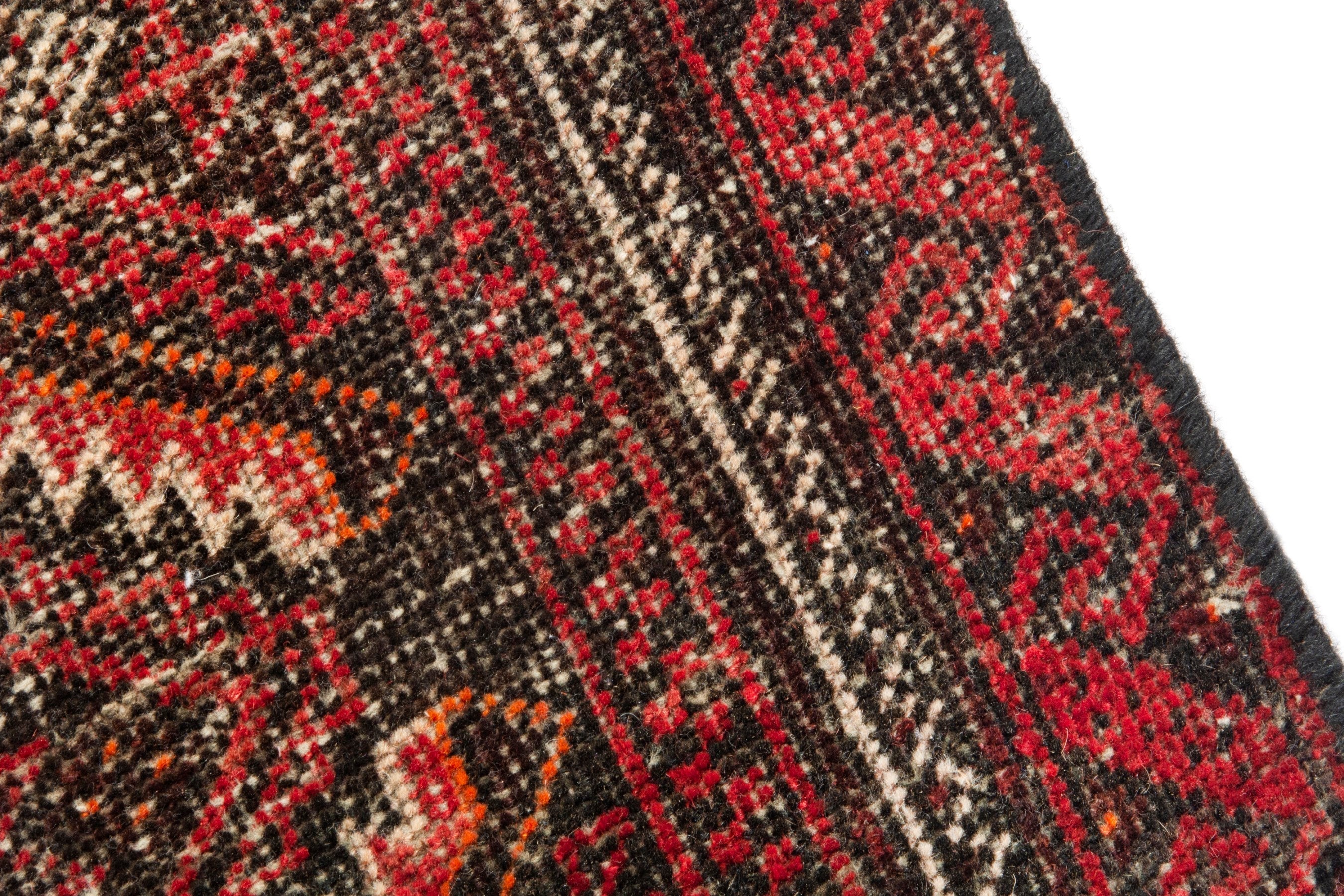 Persian Baluch accent rug in deep red and burgundy, view 7 of 18