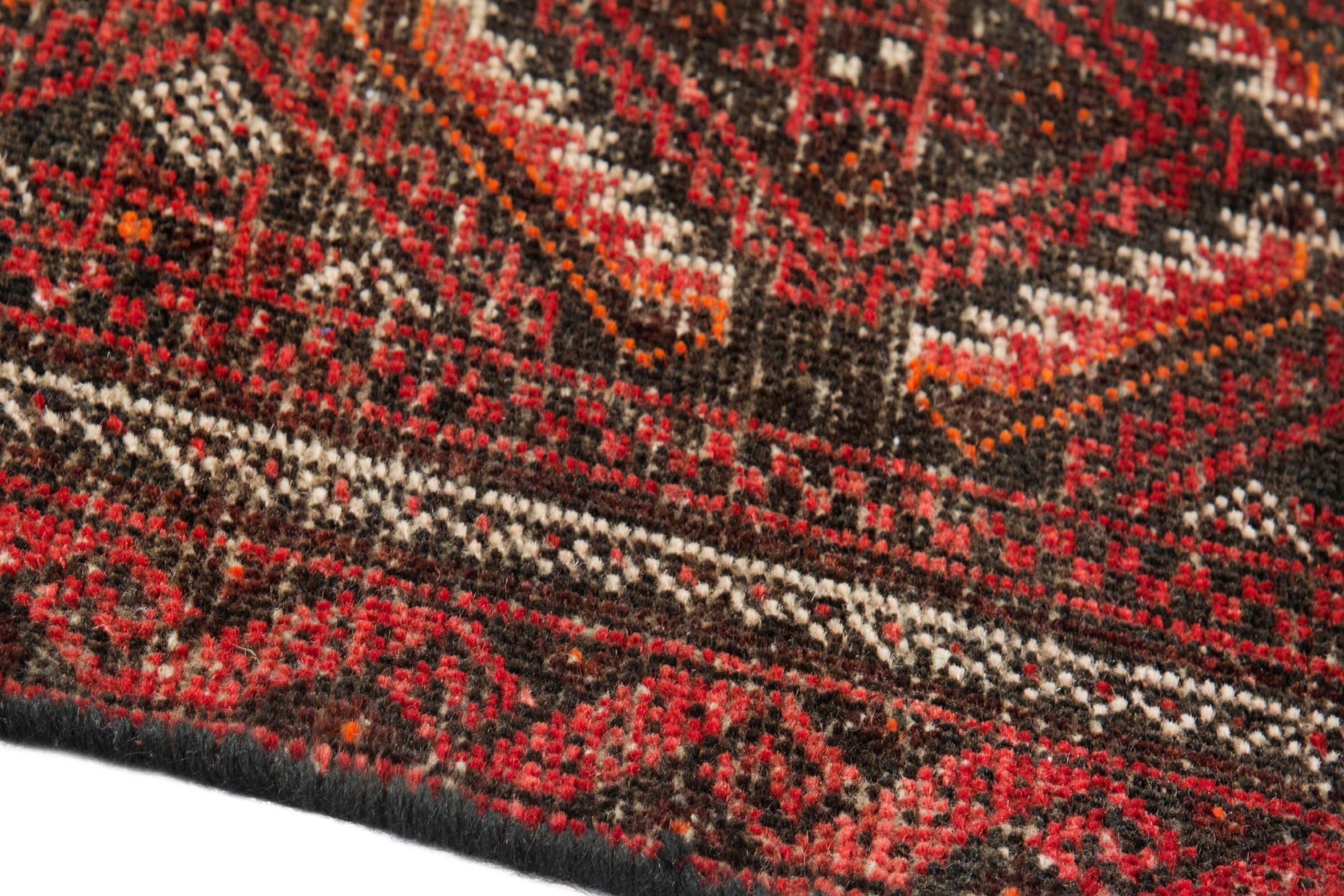 Persian Baluch accent rug in deep red and burgundy, view 6 of 18