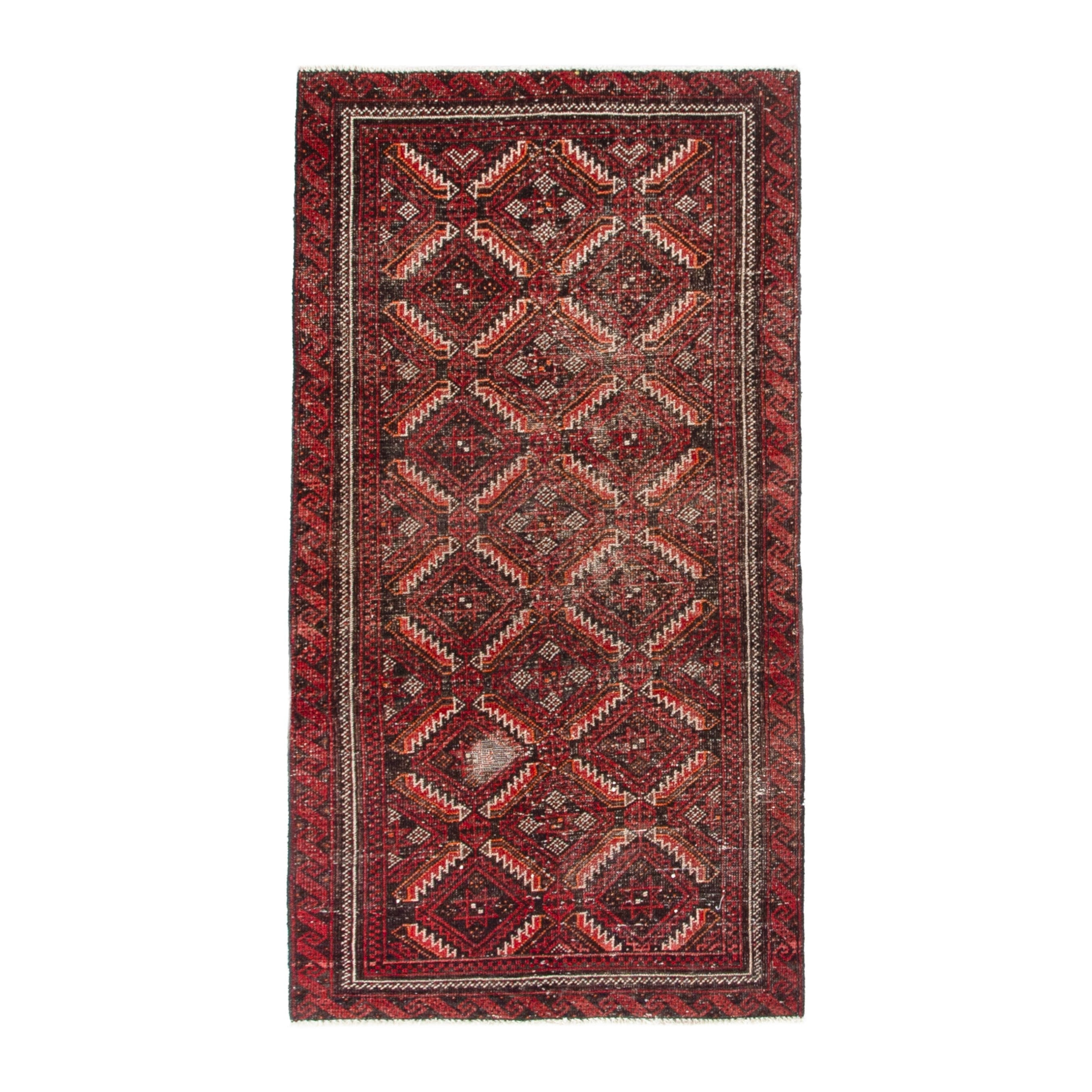 Persian Baluch accent rug in deep red and burgundy, 2'9" x 5'5"