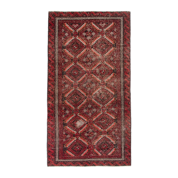 Persian Baluch accent rug in deep red and burgundy, 2'9" x 5'5"