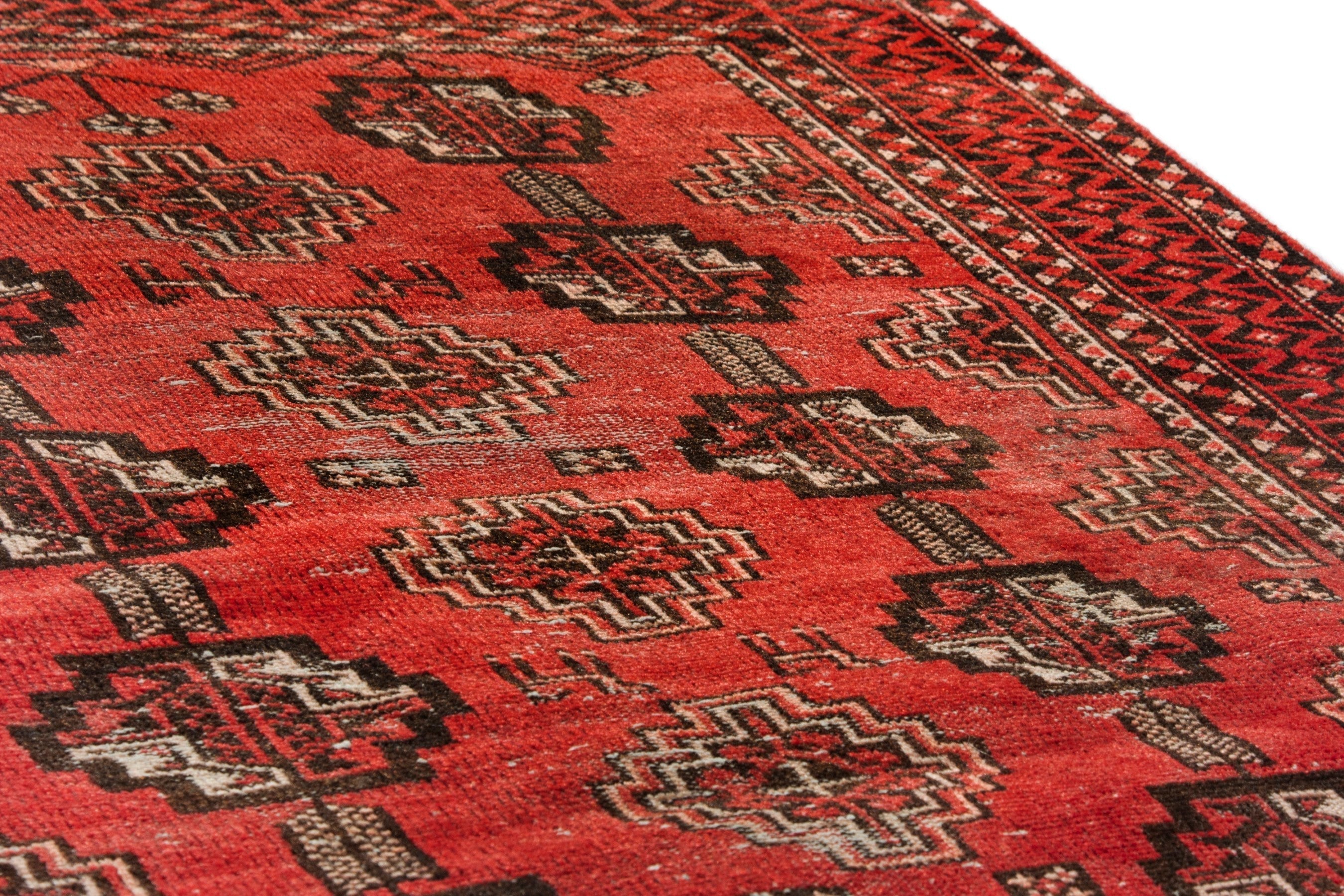 Persian Baluch accent rug in deep red and burgundy, view 8 of 17