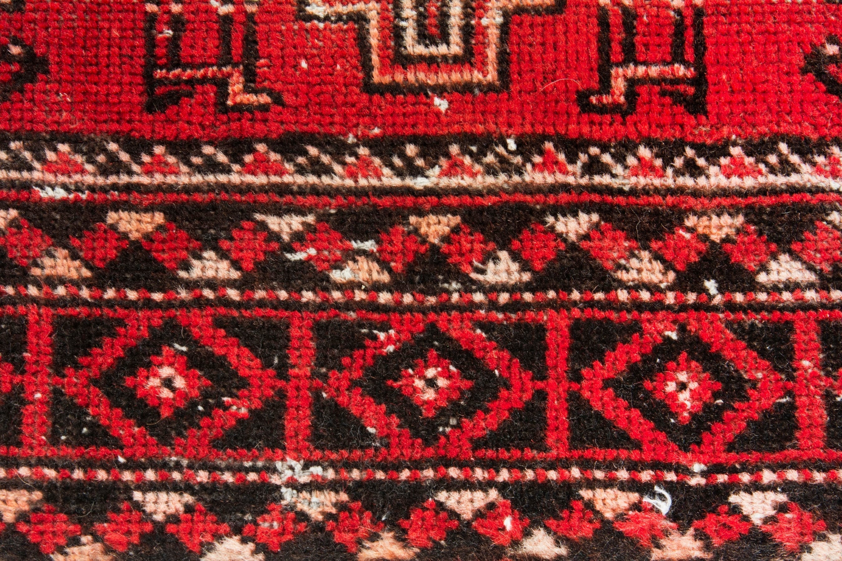 Persian Baluch accent rug in deep red and burgundy, view 11 of 17