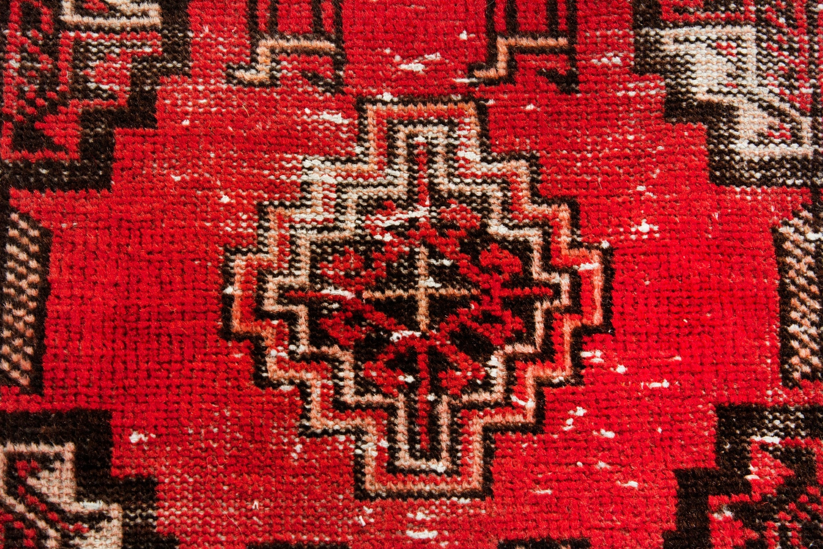 Persian Baluch accent rug in deep red and burgundy, view 13 of 17