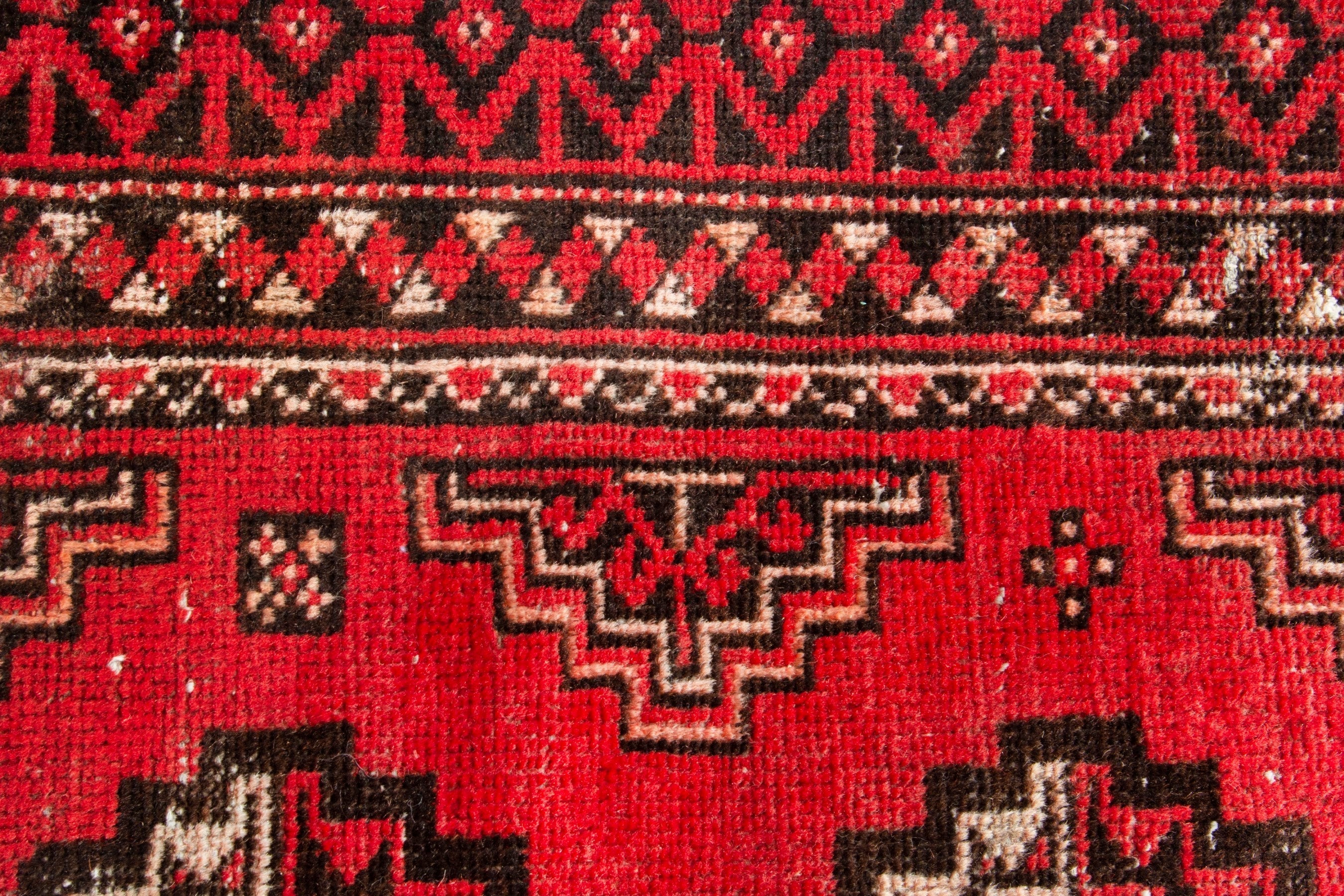 Persian Baluch accent rug in deep red and burgundy, view 12 of 17