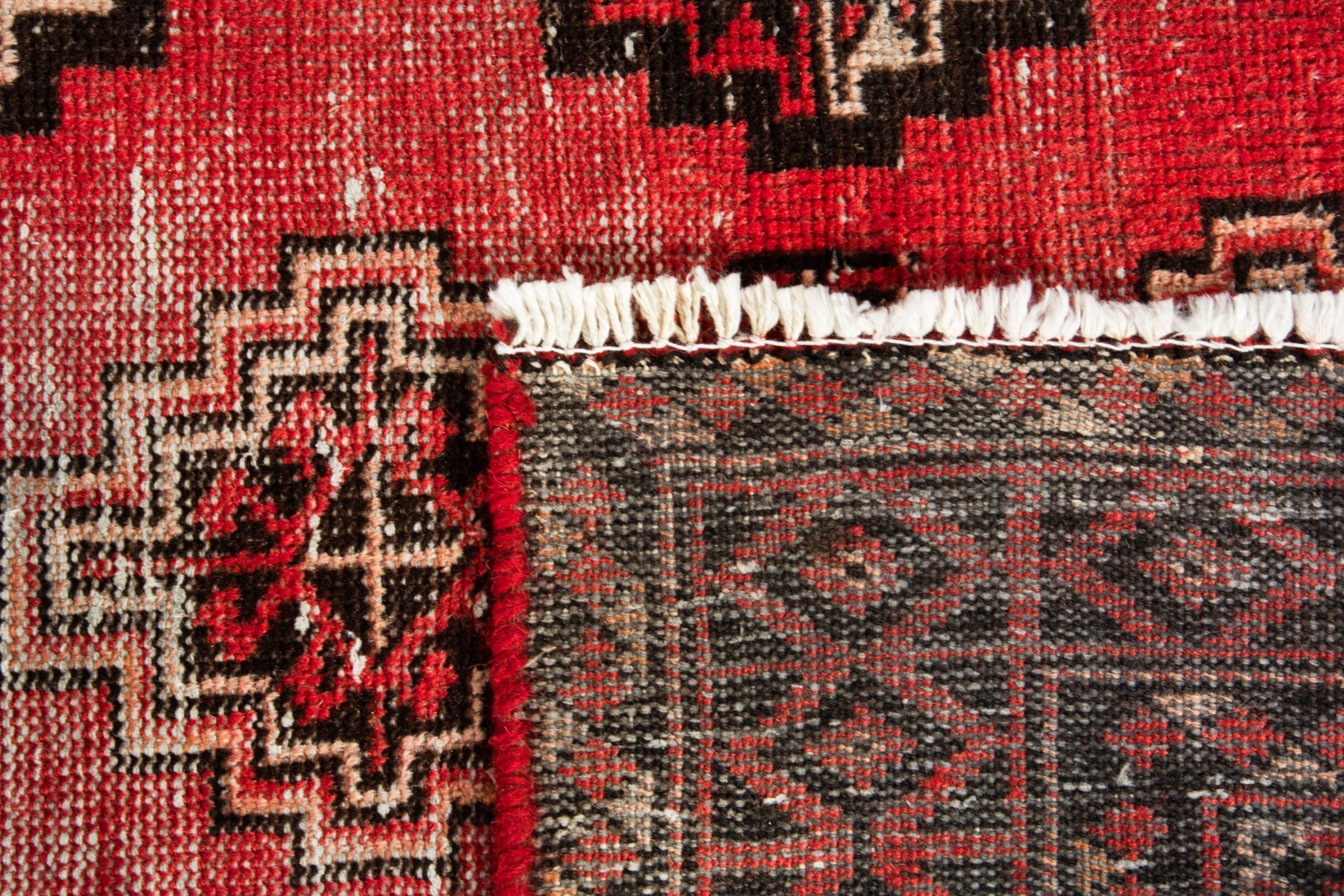 Persian Baluch accent rug in deep red and burgundy, view 17 of 17