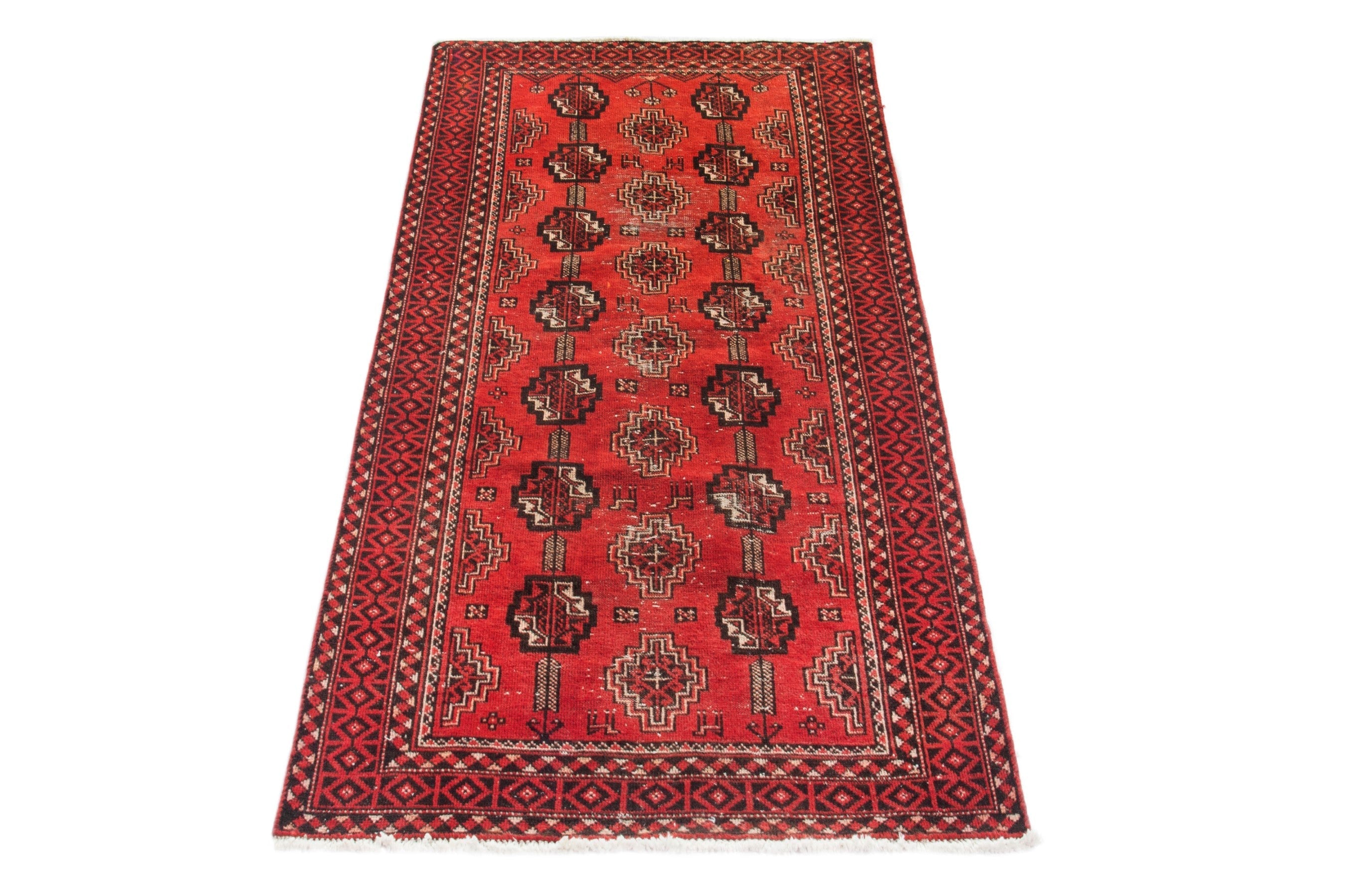 Persian Baluch accent rug in deep red and burgundy, view 2 of 17