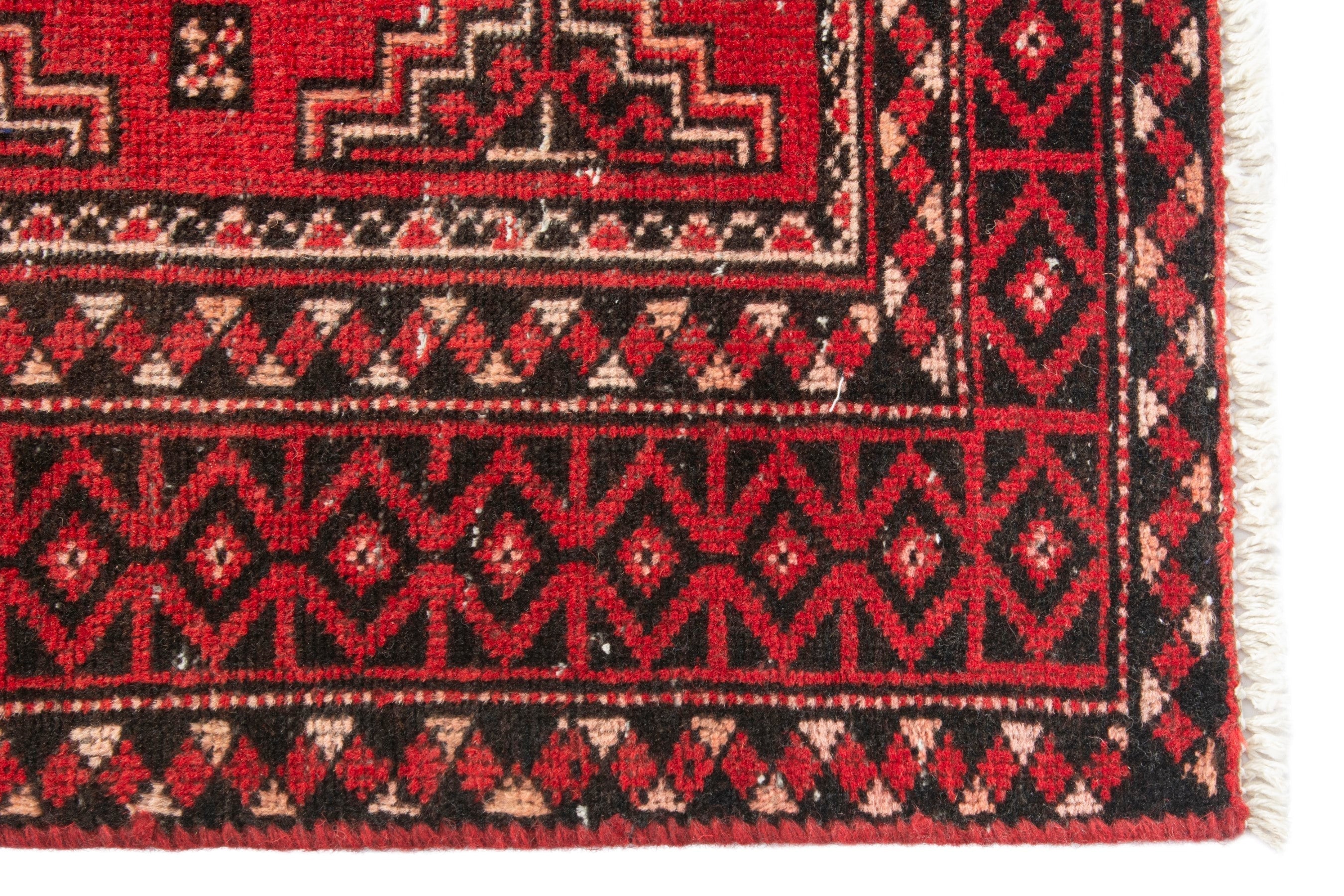 Persian Baluch accent rug in deep red and burgundy, view 10 of 17