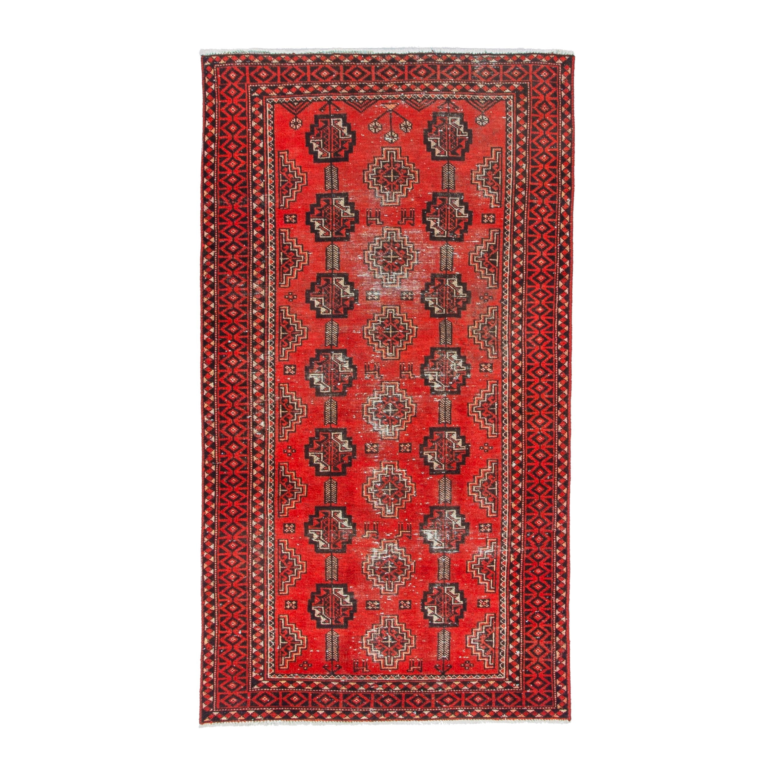 Persian Baluch accent rug in deep red and burgundy, 3'5" x 6'4"