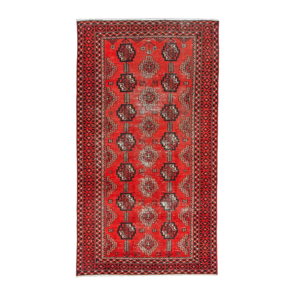 Persian Baluch accent rug in deep red and burgundy, 3'5" x 6'4"