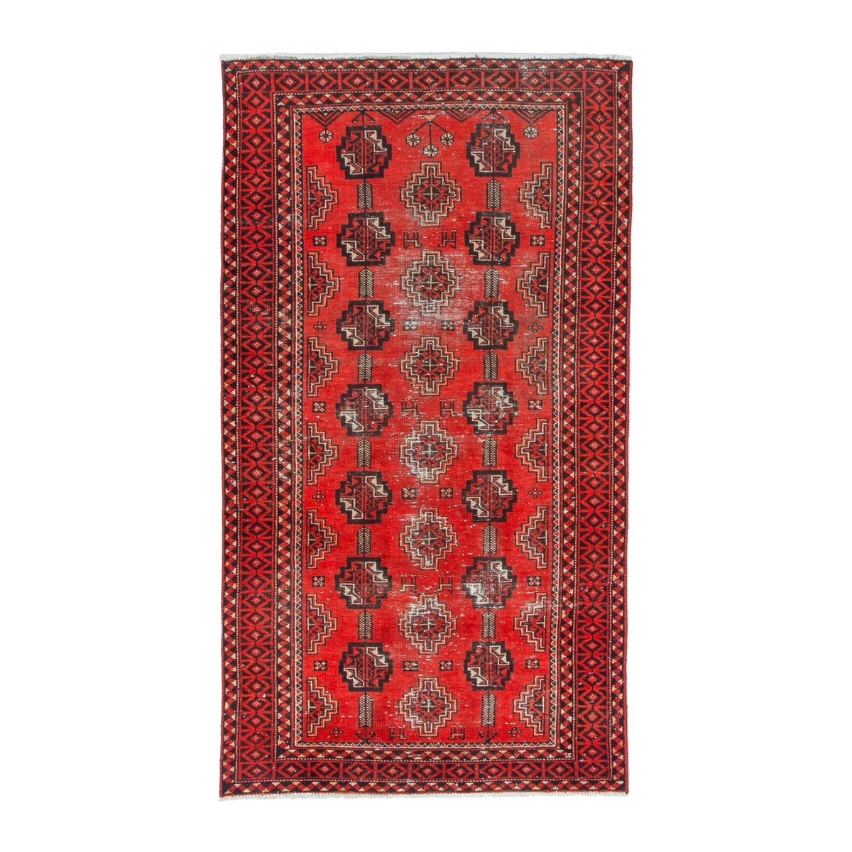 Persian Baluch accent rug in deep red and burgundy, 3'5" x 6'4"