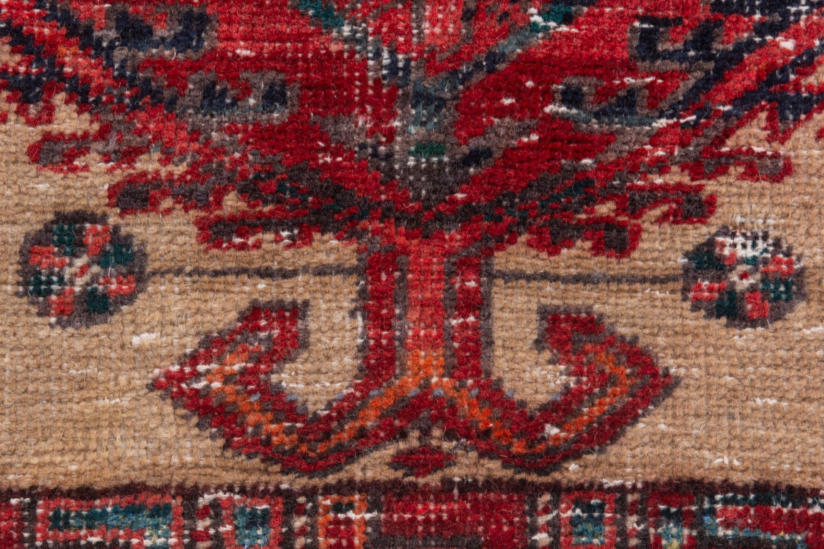 Persian Ardabil runner rug in cream and deep red, view 12 of 18